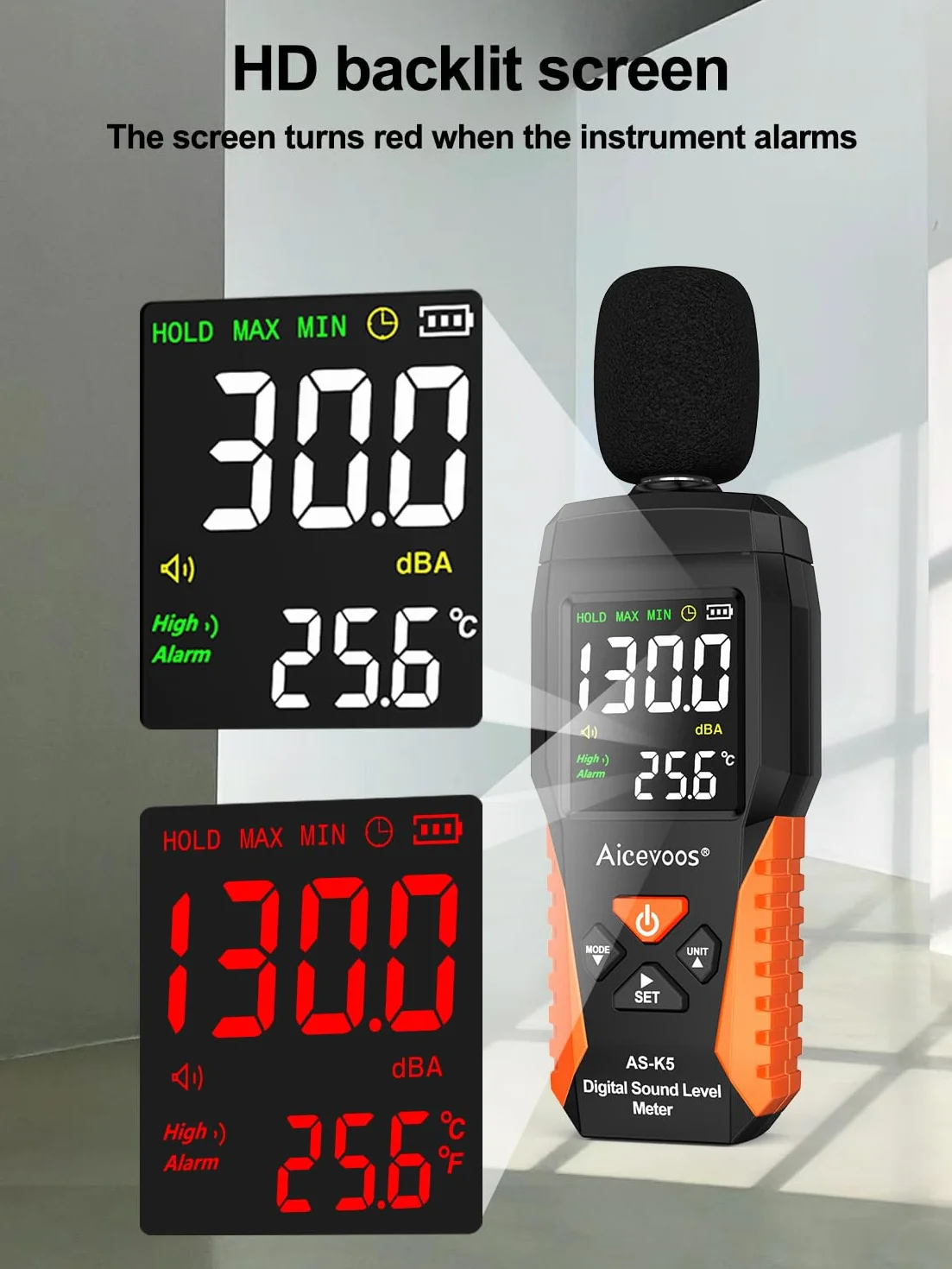 Sonómetro Homologado Medidor Decibelios 30~130 dB Ponderación A MAX/MIN