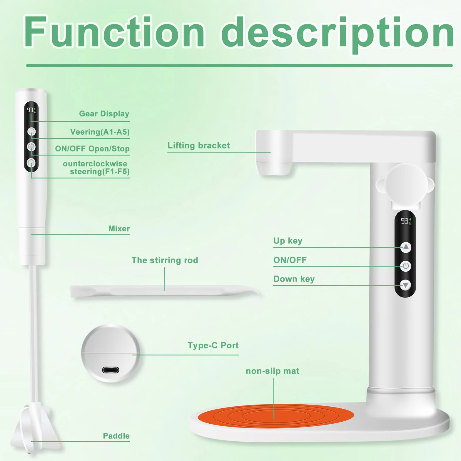 Mezclador de Resina Epoxi Eléctrico con Soporte, Manos Libres, 5 Velocidades, Pantalla LED, Reducción de Burbujas, Incluye 2 Paletas, para Resina UV, DIY y Joyería