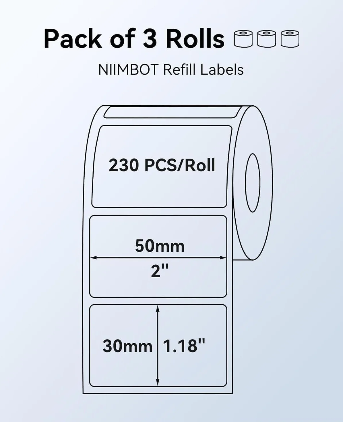 NIIMBOT 50 x 30 mm Rollos Etiquetas Impermeables para B1/B1 Pro/B2/B2 Pro/B21/B21 Pro/B3S