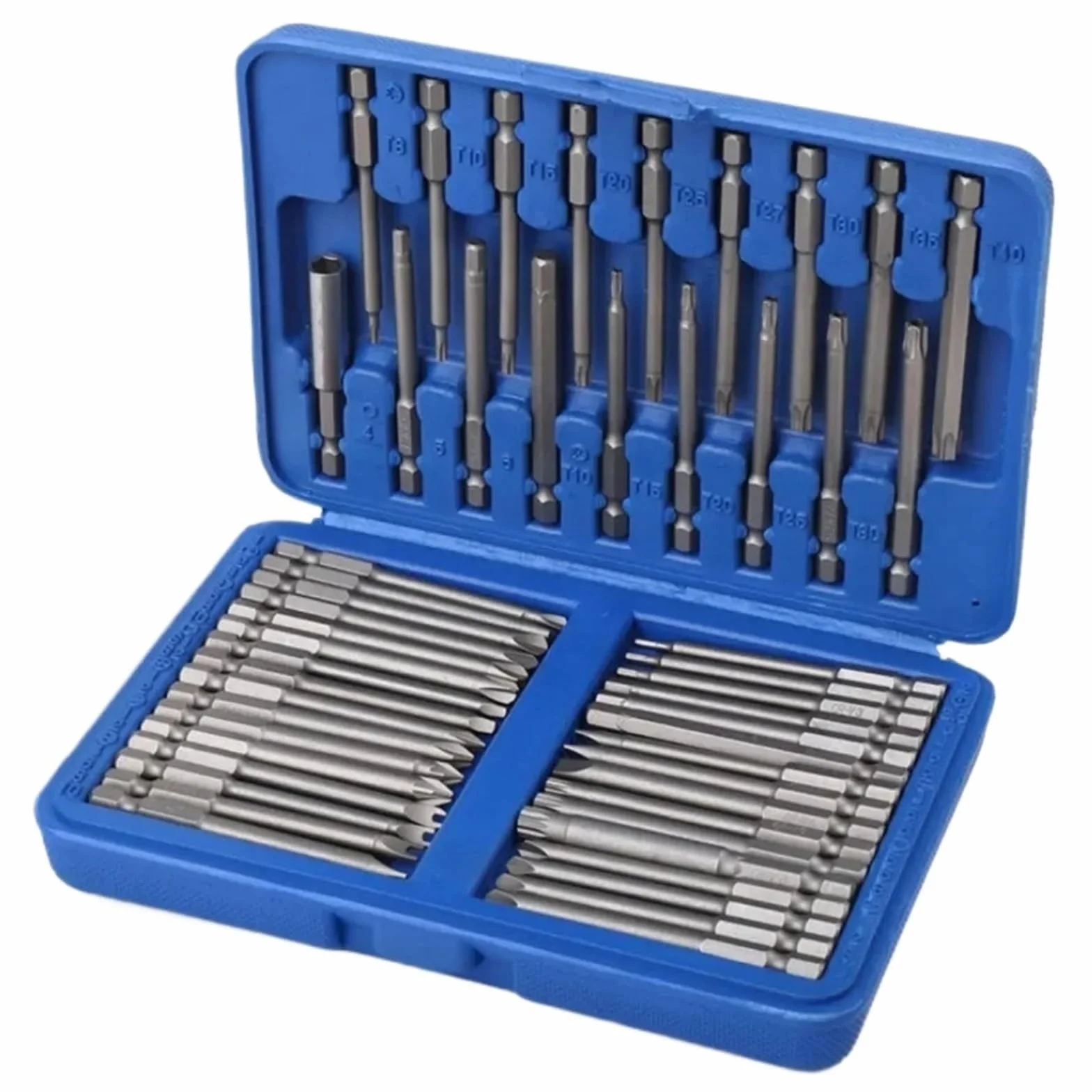 Juego De 50 Puntas De Destornillador De Alcance Extra Largo De 75 Mm, Puntas De Destornillador De Seguridad Torx Star Hex