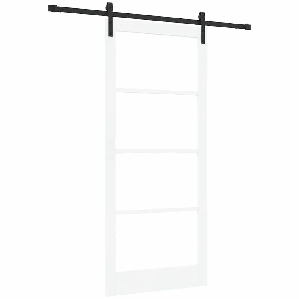 vidaXL Puerta Corredera ORKDAL y Negro 93 x 211 cm, Sala de Estar, Puerta corredera Moderna, Madera de Pino Duradera, Vidrio, Divisor Elegante, diseño contemporáneo