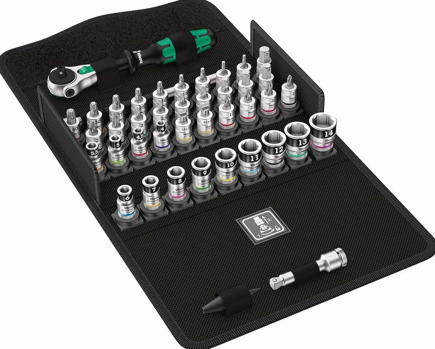 Wera 05003755001 8100 SA All-in Juego de carraca Zyklop Speed, Negro, Cromo, Verde, 1/4"