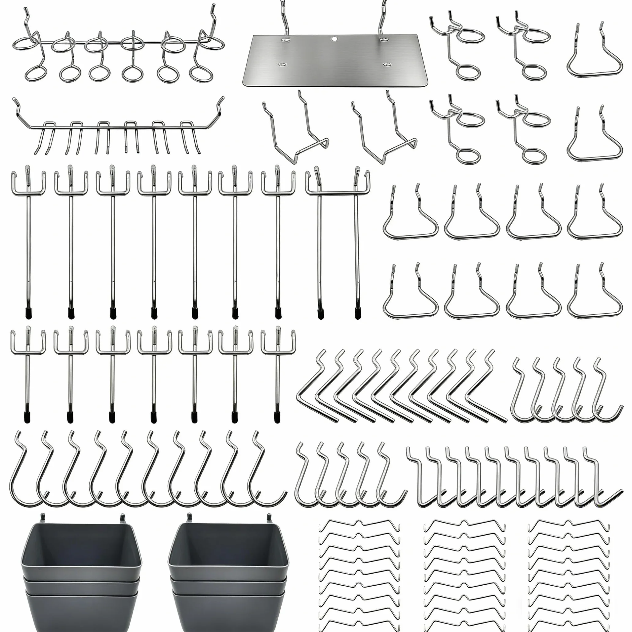 FRIMOONY Surtido de ganchos para tablero de clavijas, cubos de plástico, cerraduras de clavijas, para herramientas de organización, 140pcs