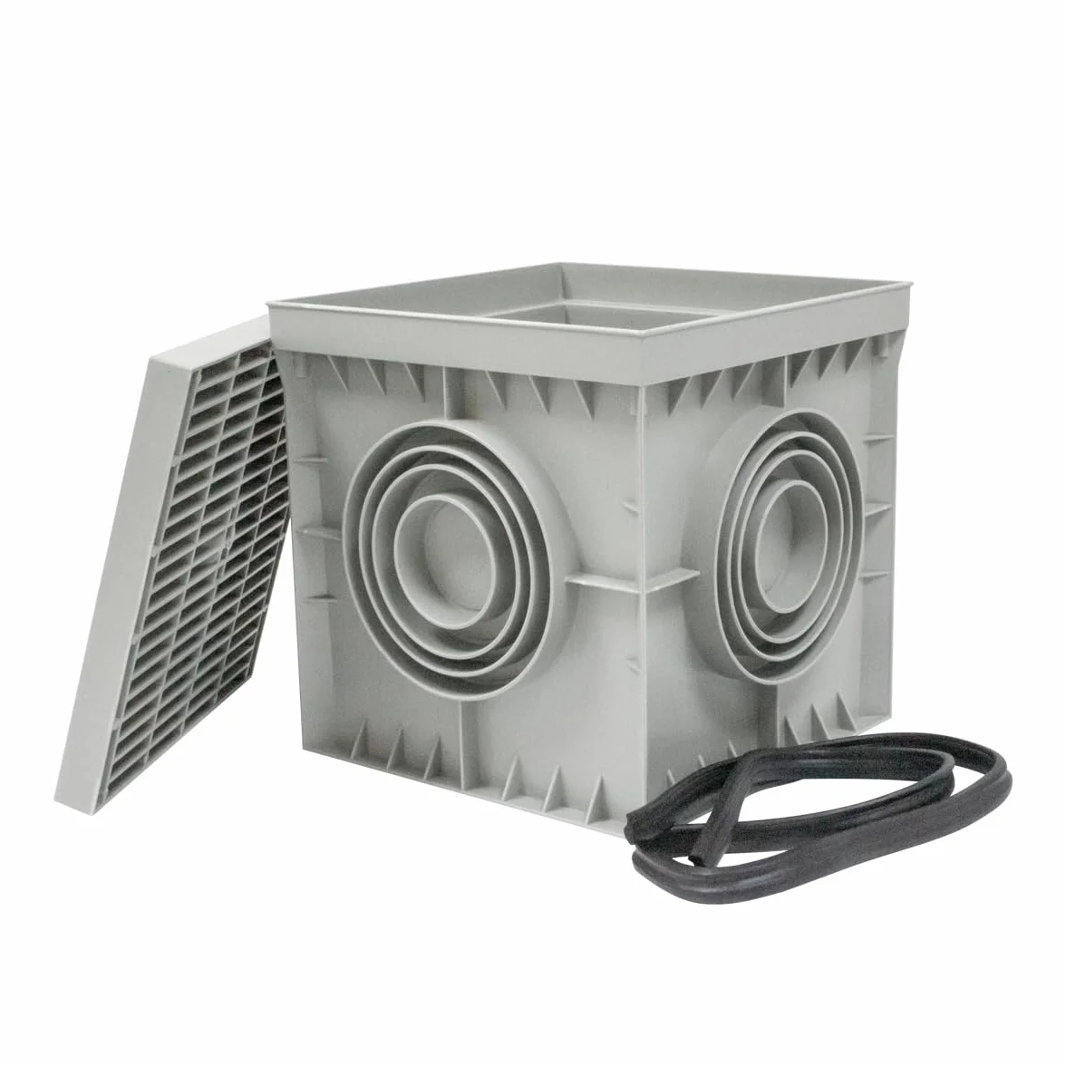 Pack 4 Arqueta Estanca de Suelo Electrica Gris Cuadrada con Tapa Ciega IP54 Arqueta de Riego y Electricidad Arqueta de PVC para Jardin, Drenaje Riego, Instalaciones Eléctricas Tuberías 200x200mm