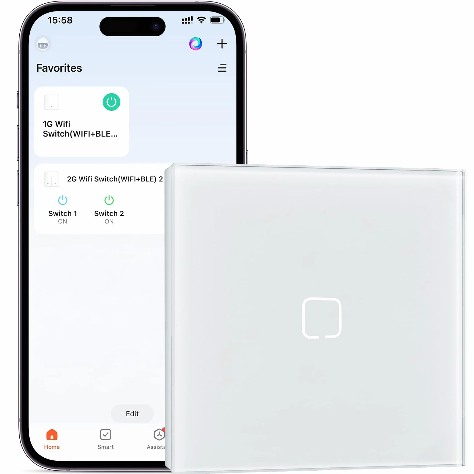 Interruptor Inteligente WiFi Empotrado,Smart Interruptor Táctil Pared,1 Gang 1 Vía 86 * 86 mm,Compatible con Alexa y Google Home (Aplicación Tuya/Smart Life),Blanco