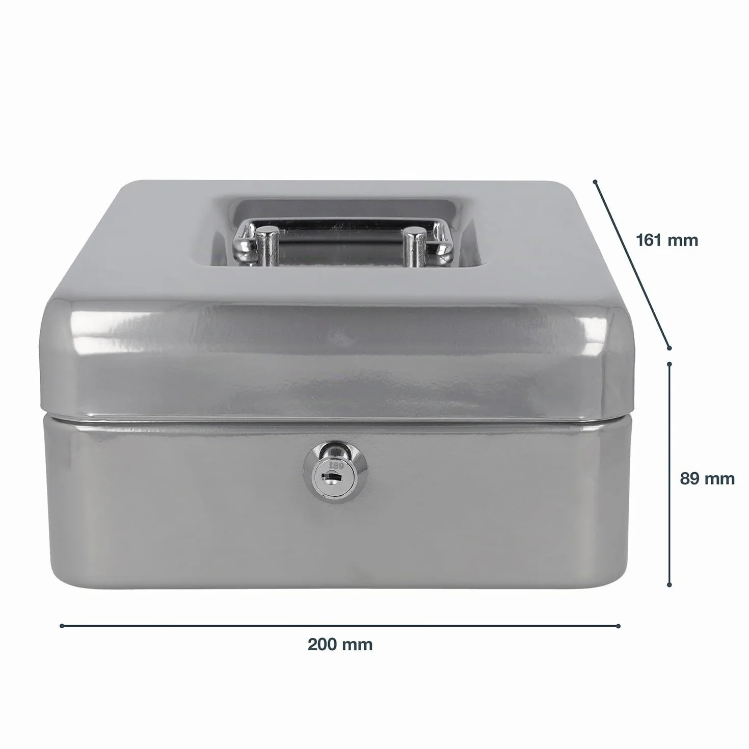 Westcott Caja de efectivo con cerradura 20 cm plata chapa de acero 2 llaves inserto extraíble monedas 3 compartimentos