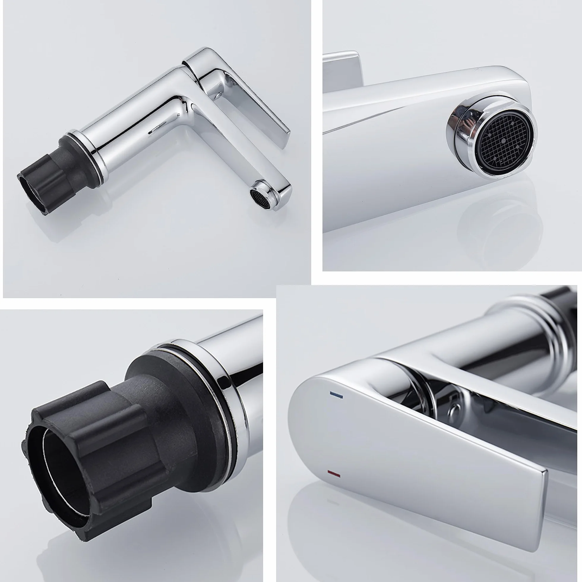 GRICOL Grifo Lavabo de Baño Grifo Monocomando para Lavabo Latón Mezclador de Lavabo Agua Fría y Caliente Grifo para Baño Cromo Plata