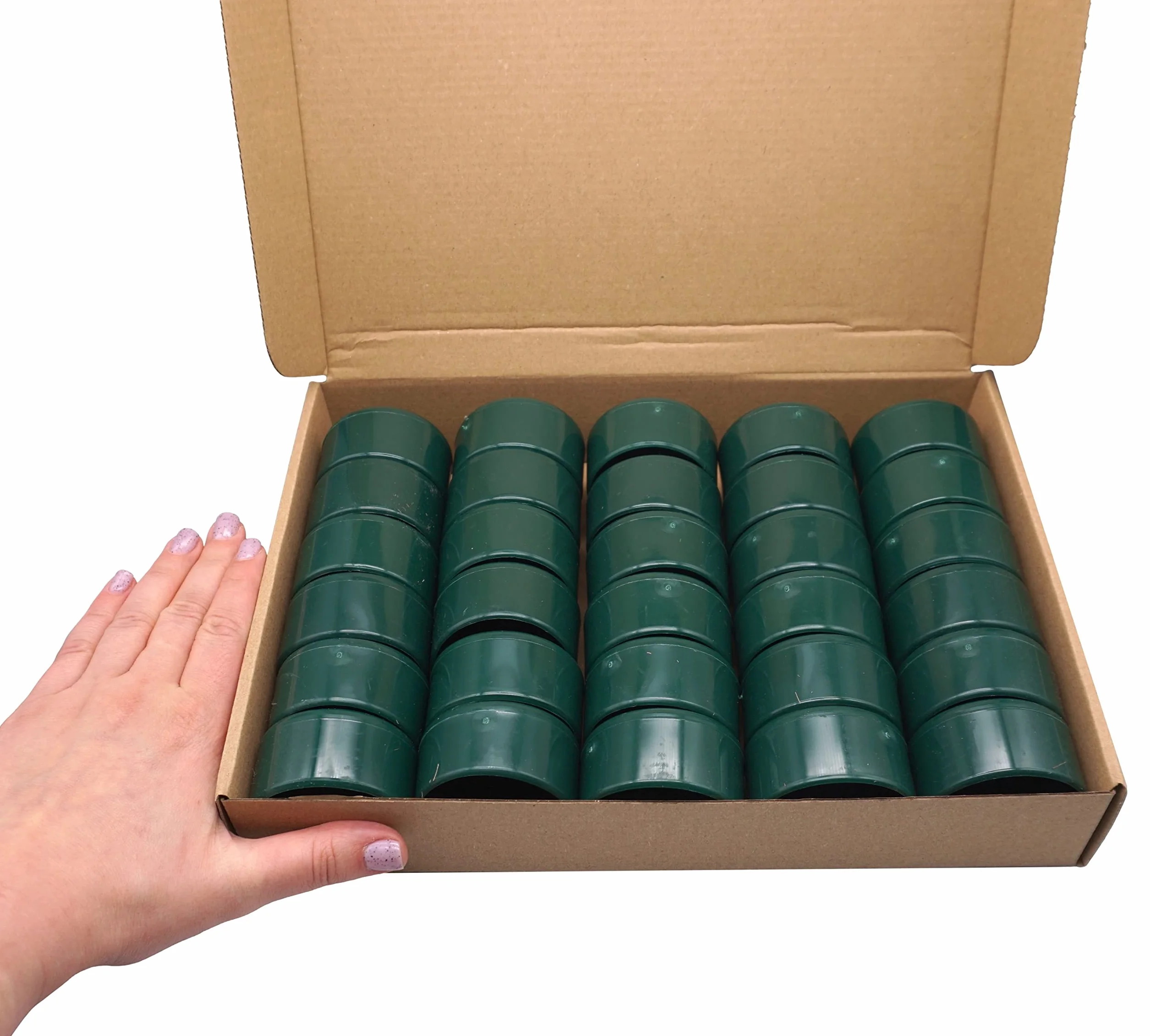 SKIR'CO (30 piezas) Tapas de postes de valla, tapas redondas de plástico verde de 48.3 mm para postes redondos de pared gruesa, cubiertas de postes de valla, verde musgo RAL 6005