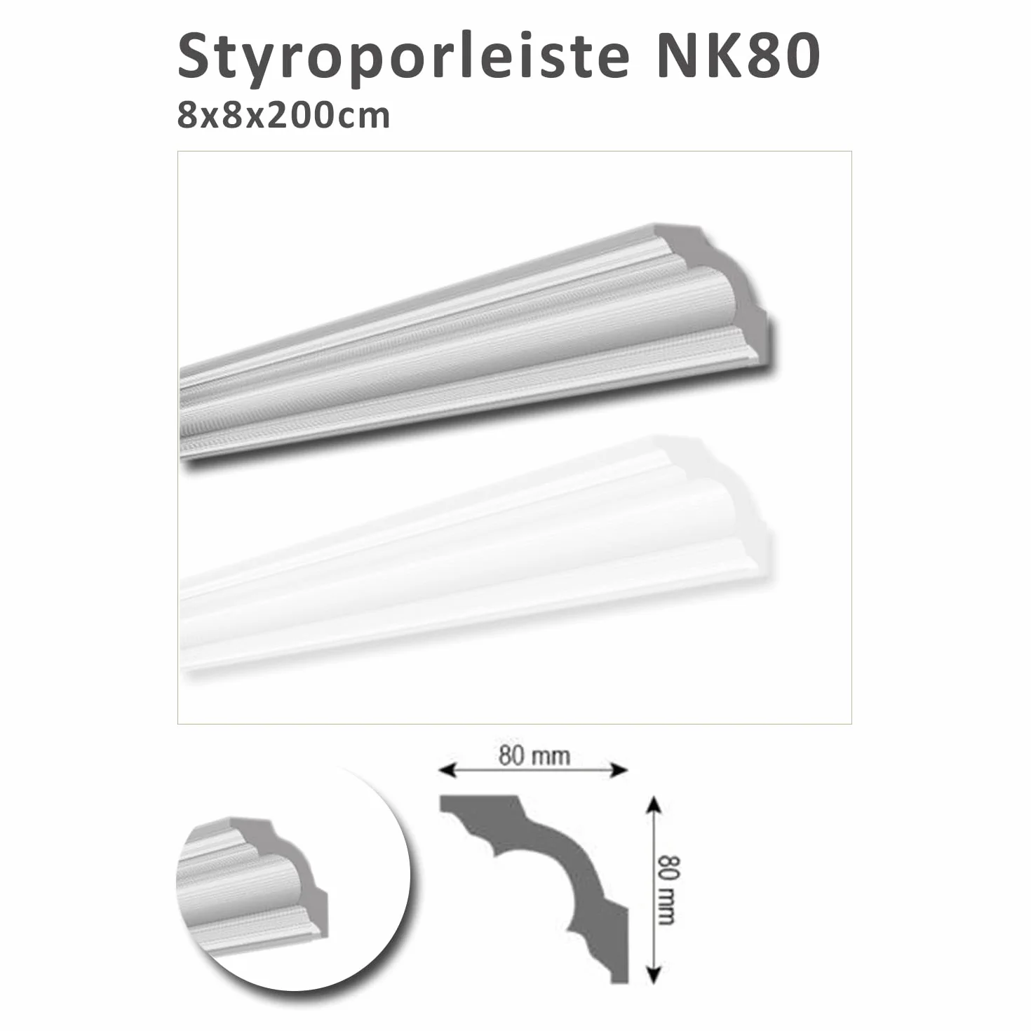 Listwy sufitowe XPS NK80 4m 80x80mm biały