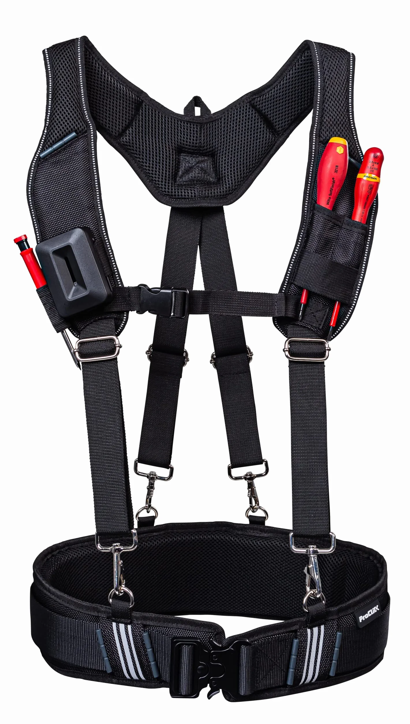 Wfix ProClick - Cintura profesional para herramientas en tejido sintético de alta resistencia BS Systems, empresa conjunta de Bosch Sortimo, Negro , Suspenders L/XL