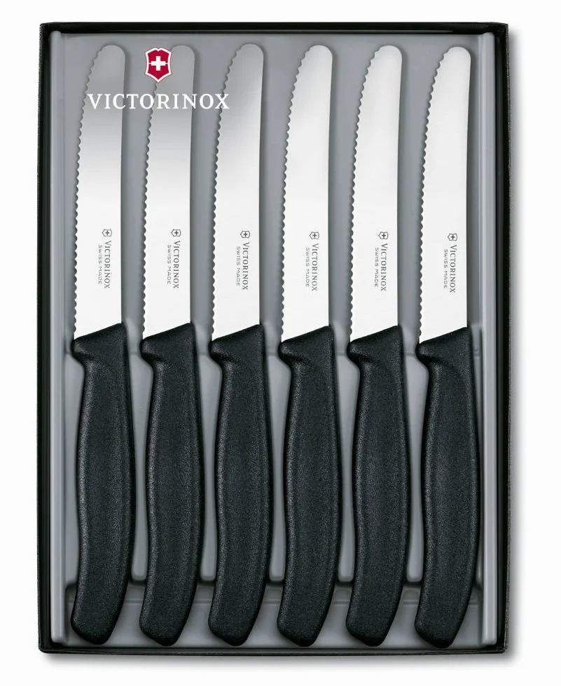 Victorinox 6.7333.6G Swiss Classic - Set de Cuchillos de Mesa (Acero 18/10), Mango de Color Negro