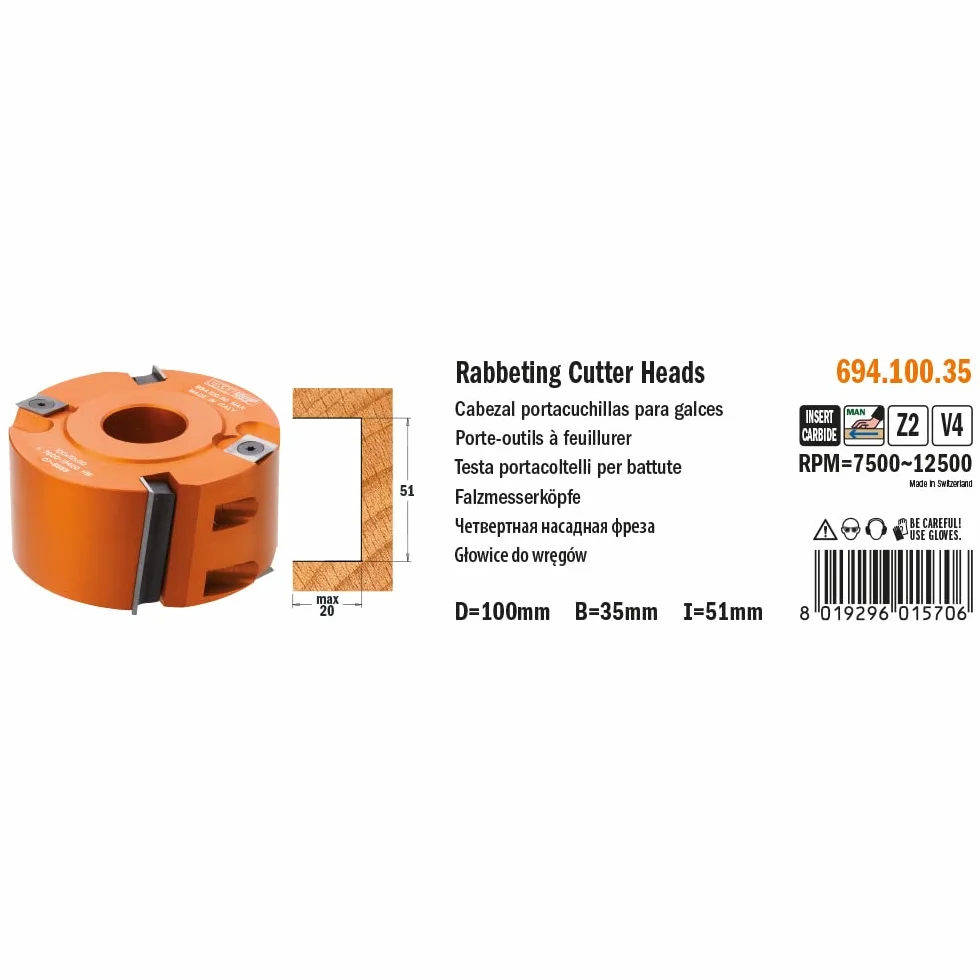 CMT ORANGE TOOLS 694.100.35 Cabezal portacuchillas para galces