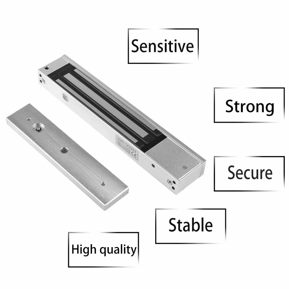 YAVIS Cerradura magnética electrónica 280KG/600LBS Impermeable DC12V Cerradura electromagnética Fuerza Retención para Control Acceso Puerta Sistema Seguridad Fail-Safe NC Modo