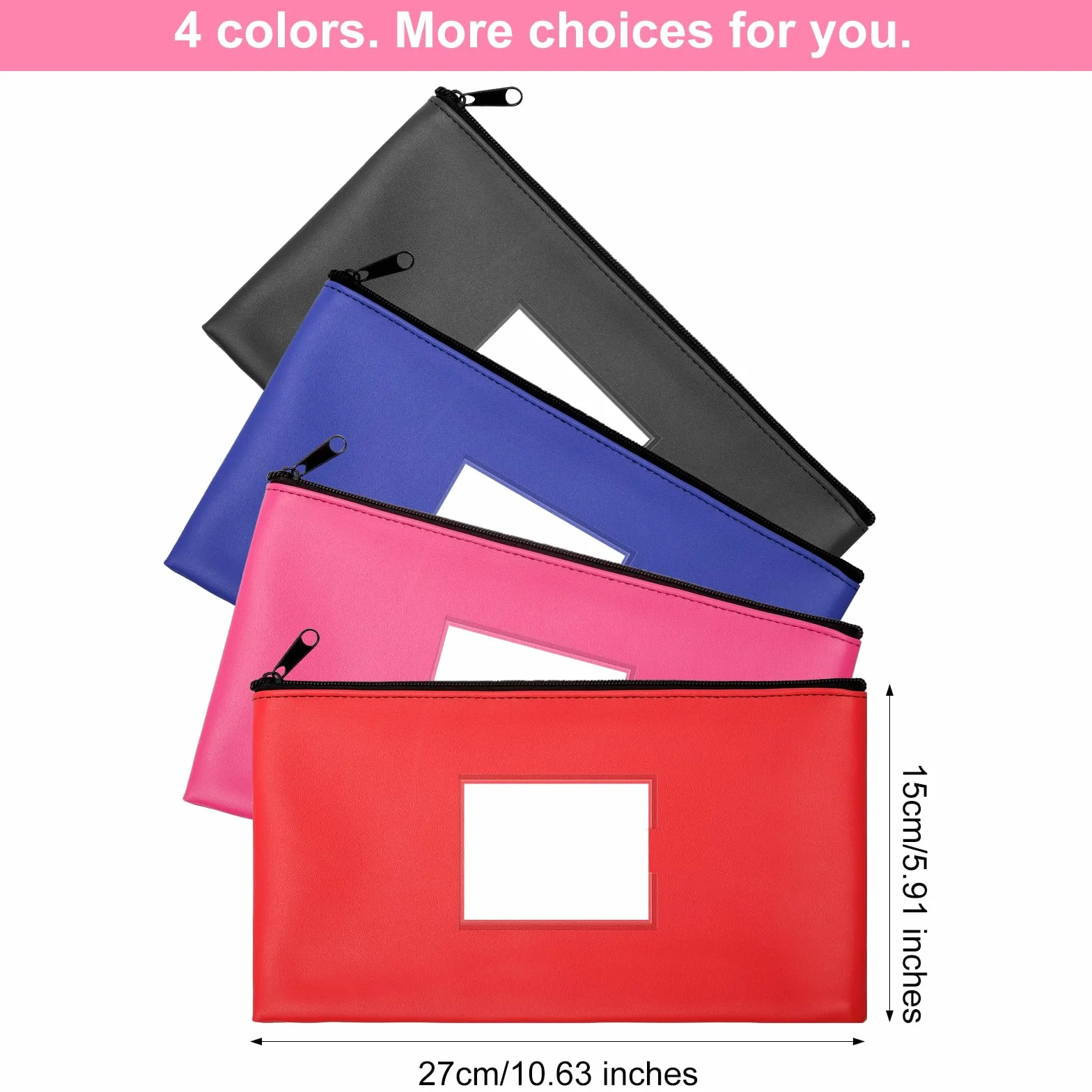 Bolsa para Guardar Dinero con Cremallera 28x16cm PU Cuero Impermeable para Billetes y Pasaportes