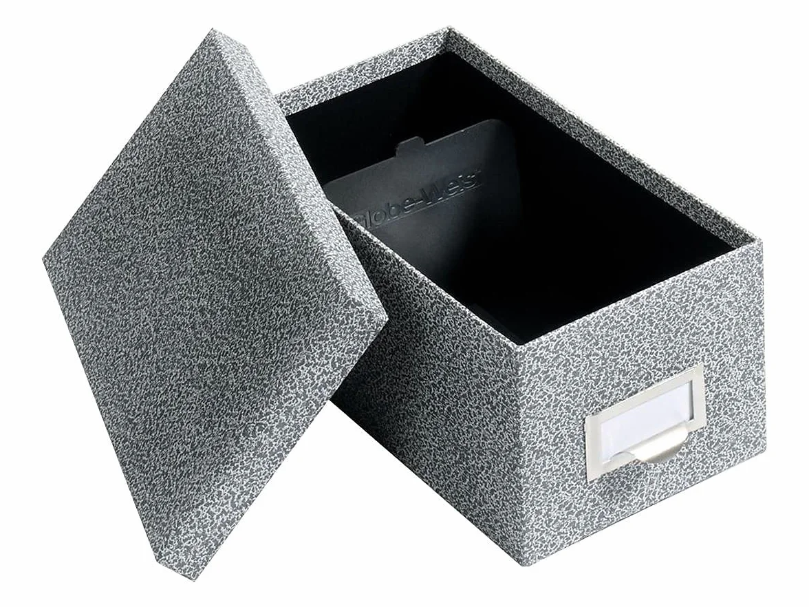Globe-Weis Pendaflex Caja de almacenamiento para tarjetas de fibra 10 x 15 cm ágata negra