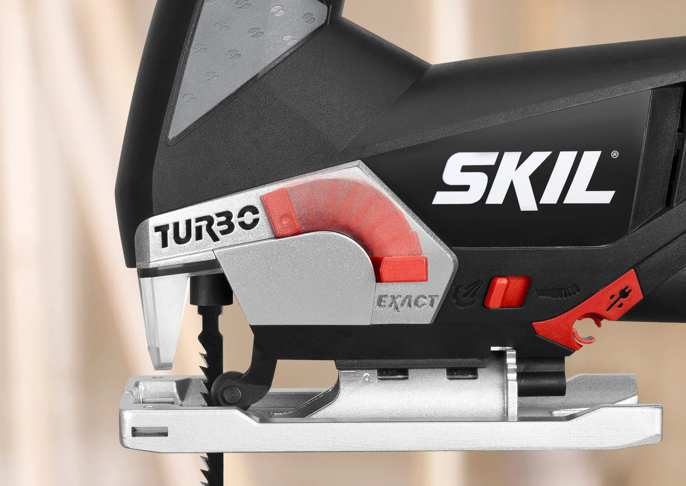 Skil 4381AA - Sierra de calar pendular con variador de velocidad (500 W, conexión para aspirador, soplador)