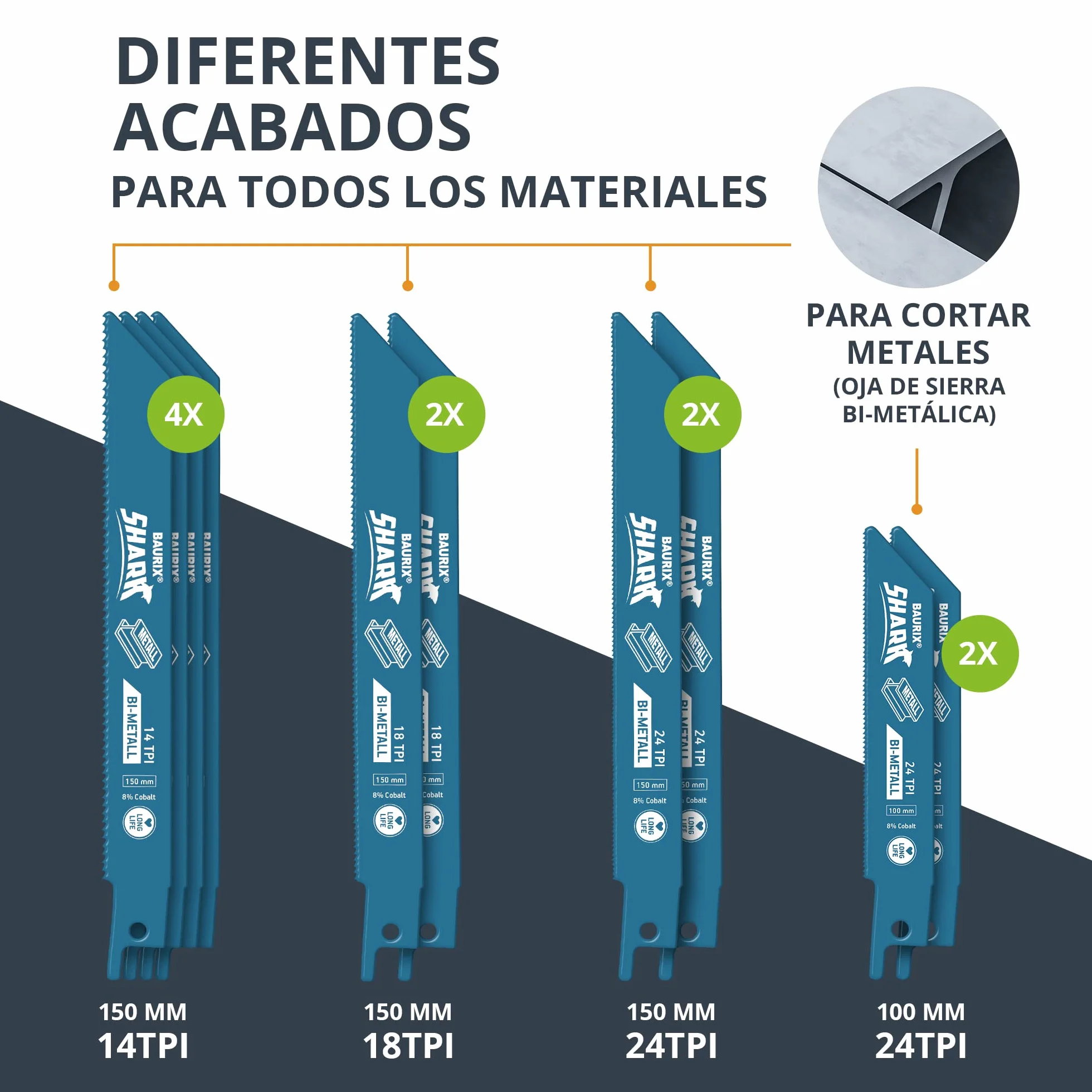 BAURIX 35 hojas de sierra sable 3-24 TPI para madera y metal apto Bosch Makita