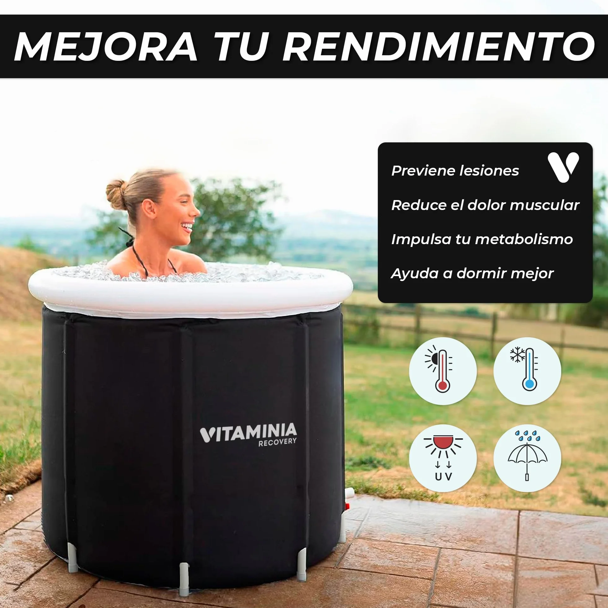 Bañera Hielo Plegable para Deportistas - Ice Bath - Recuperación muscular - Refuerza el Sistema Inmunológico