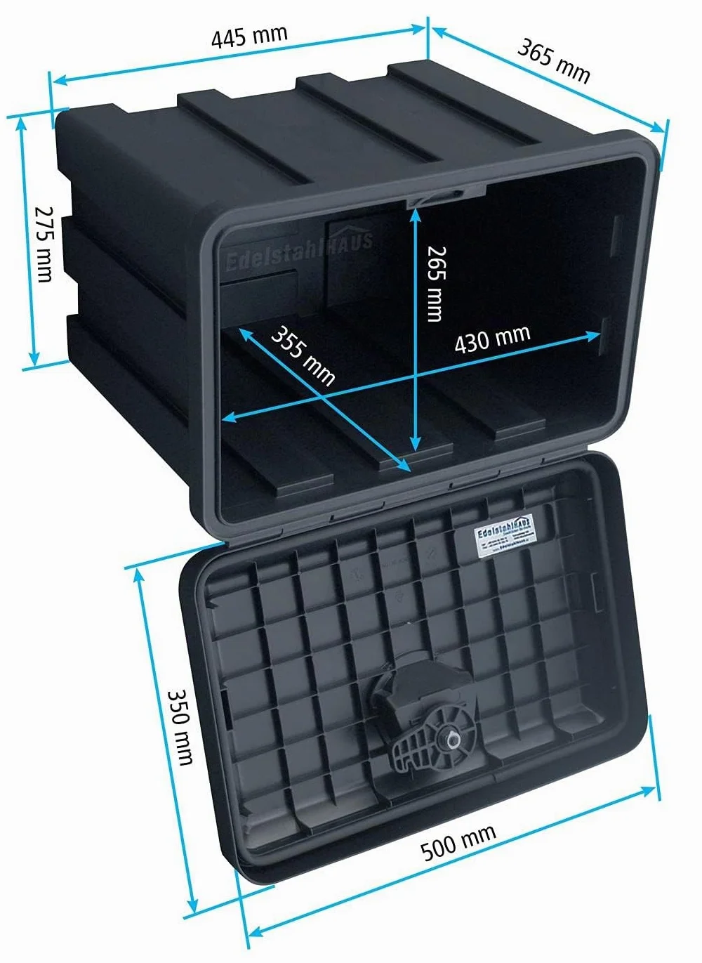 Caja de almacenamiento para camiones 500x350x400mm + Soporte vertical, Daken J041+VH401