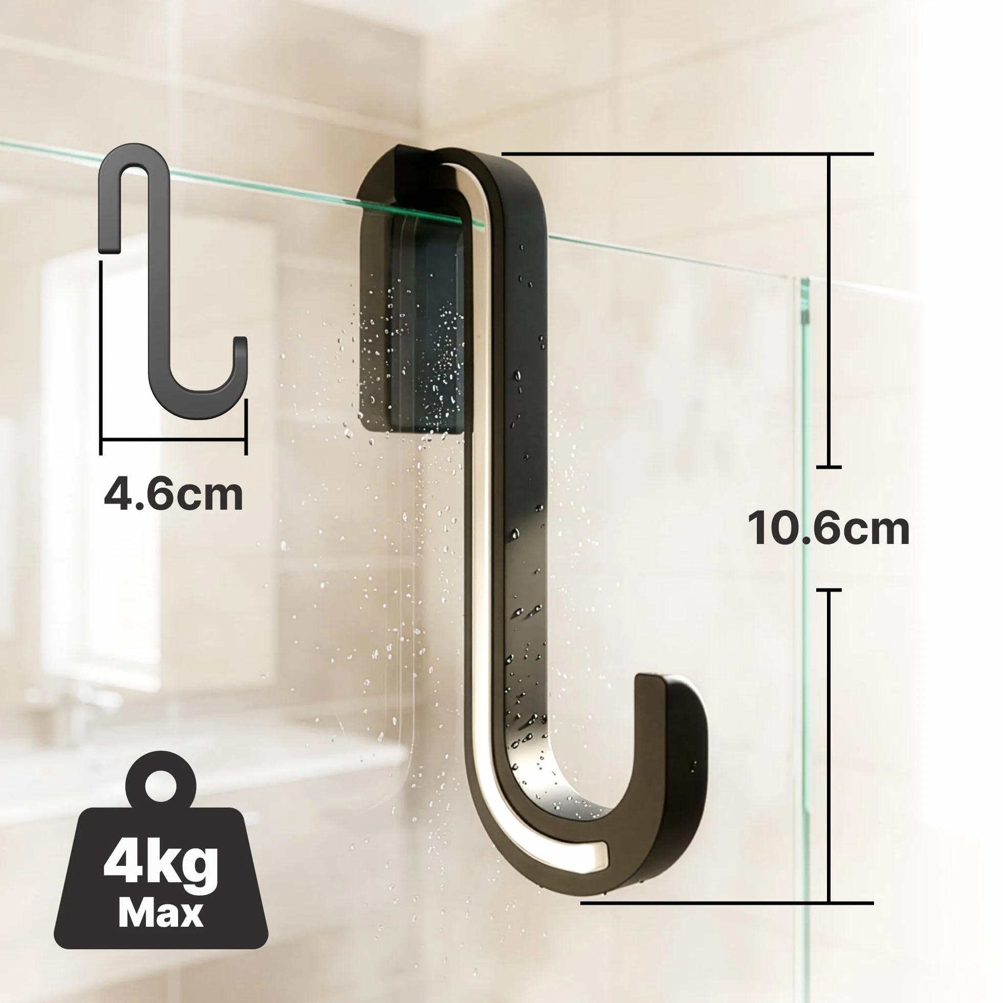 Minismus Ganchos Mampara Ducha, Ganchos de Silicona para Toallas y Albornoces para Mampara de Ducha de Cristal sin Marco, Colgador Toalla Baño Pack de 2