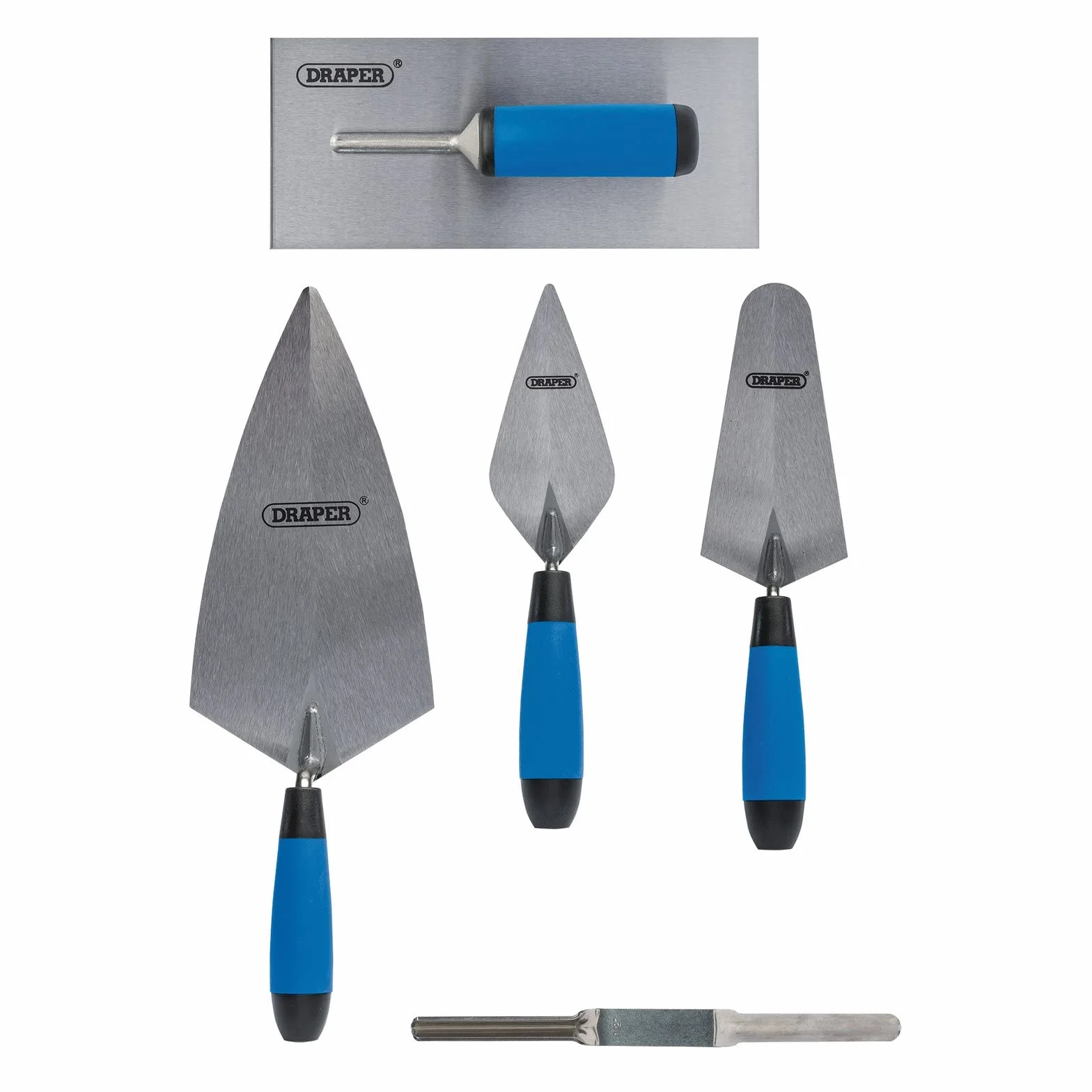 Draper 70372 - Juego de paletas de Mango Suave, 5 Piezas, Color Plateado y Azul, Talla única