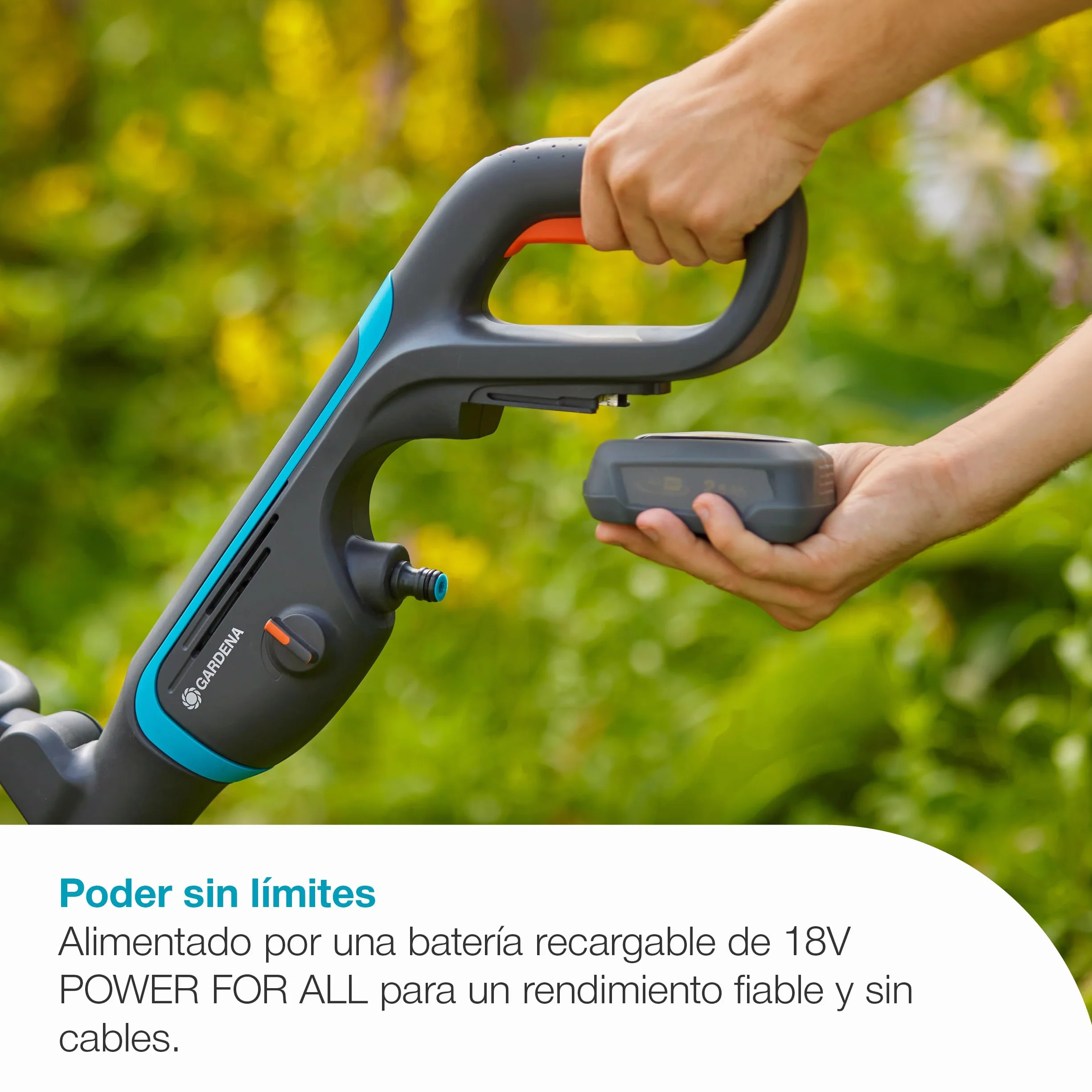 Gardena Multi limpiador AquaBrush Universal a batería 04/18V P4A Set listo para usar: Exterior, Superficie universal, Cepillo de perfilado, Funcionamiento con un solo toque, Sin cable (14842-20)