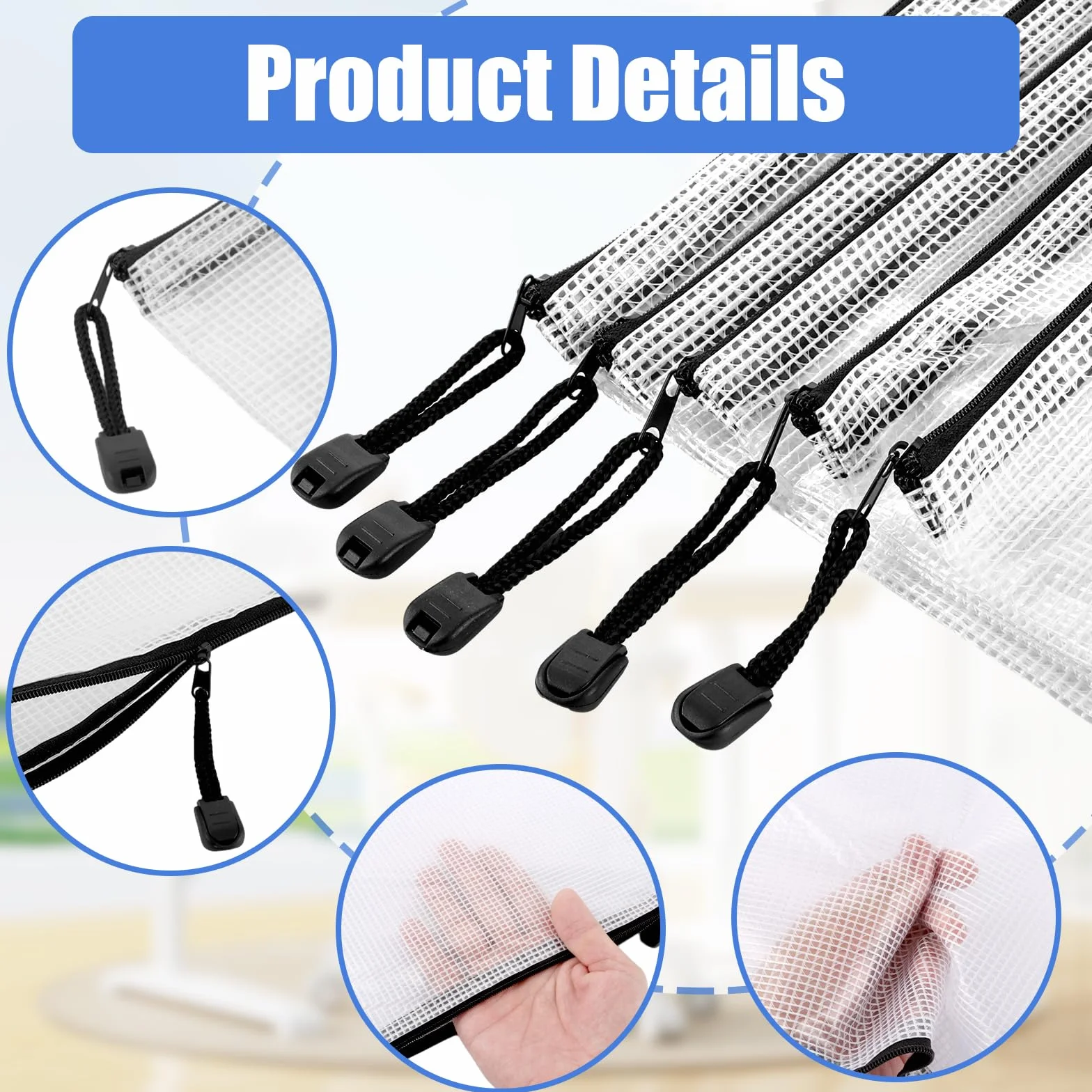 Bolsas para documentos A5 impermeables con cremallera, 40 unidades