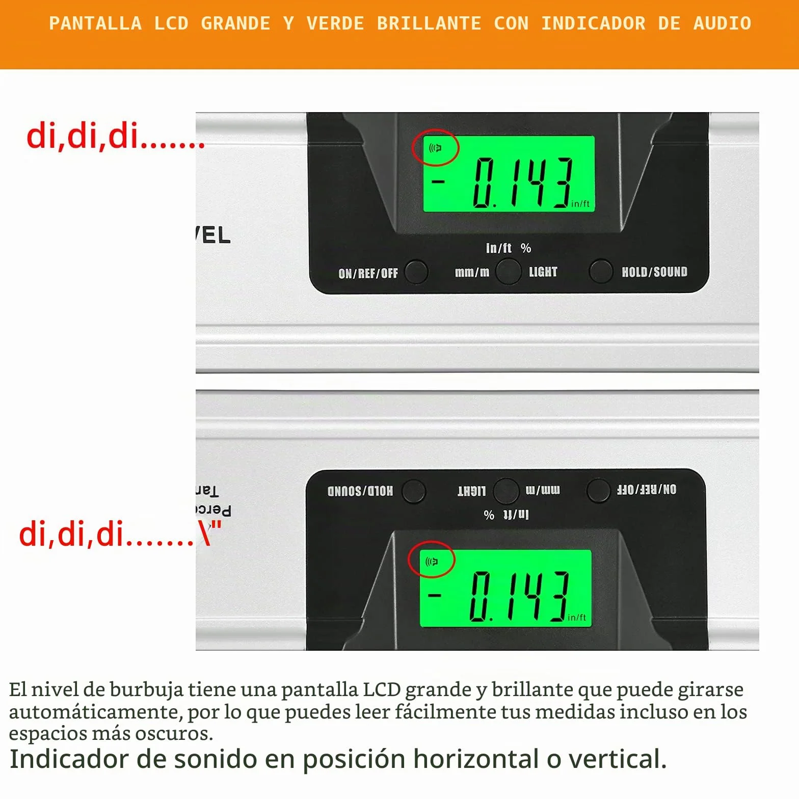 Neoteck Inclinometro Digital 400mm/16” Nivel Digital con Base Magnética Transportador de Ángulo con Indicador de Audio para Aplicaciones Industriales, Obras de Renovación