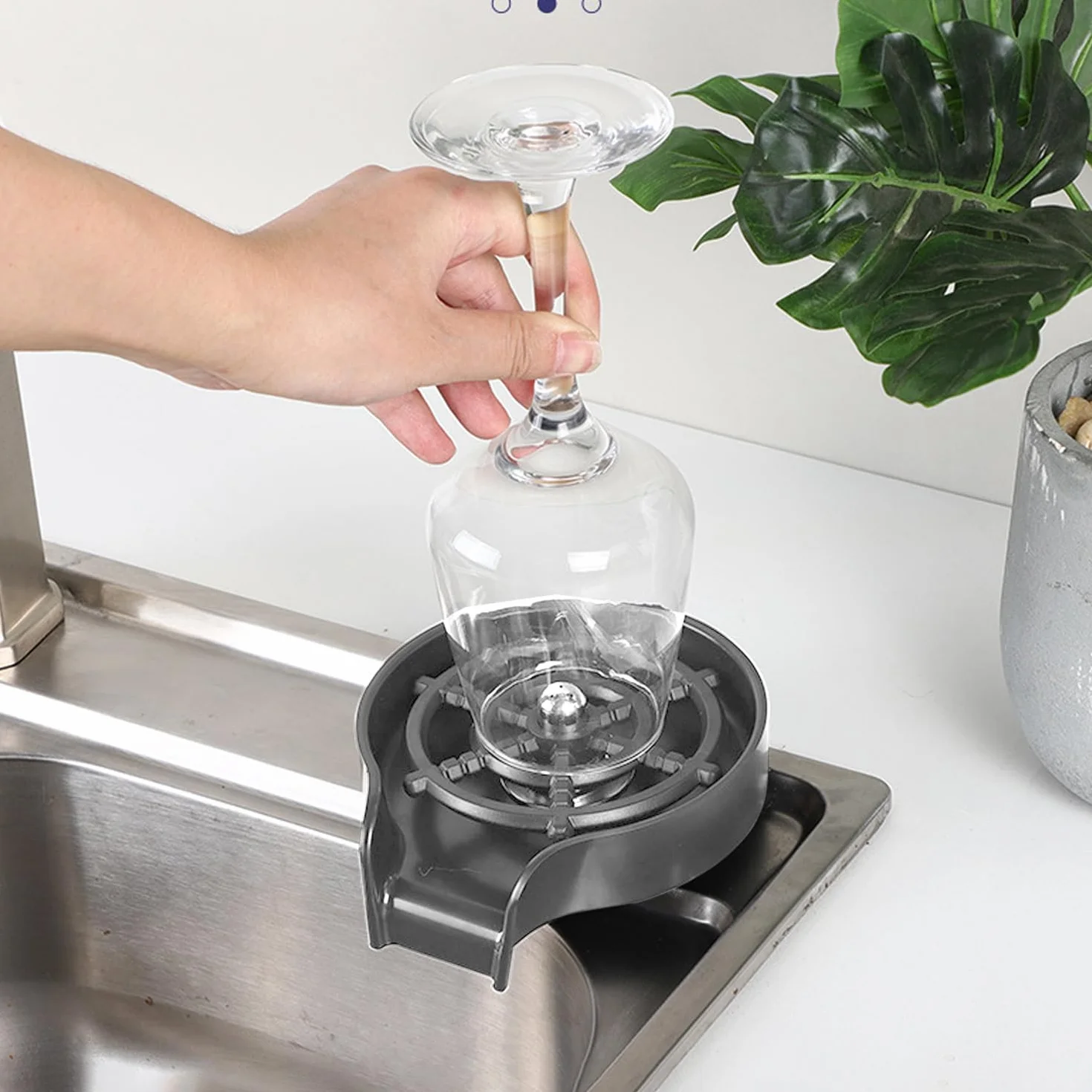 Lavavasos Lava Vasos Fregadero Enjuagador Vasos - Acero Inoxidable Limpia Vasos Lavadora para Bares con Todos Los Accesorios de Instalación, Arandela para Botella para enjuagar vasos de agua