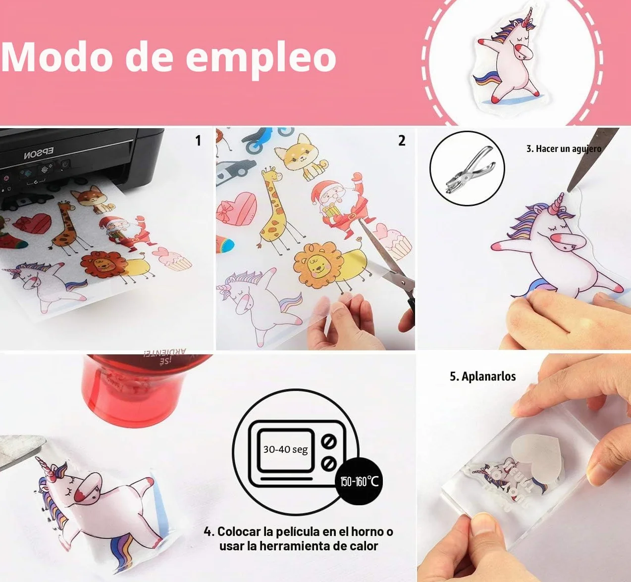 Sweelov Lot de 10 hojas de película de plástico retráctil imprimable A4 termorretráctil transparente para manualidades