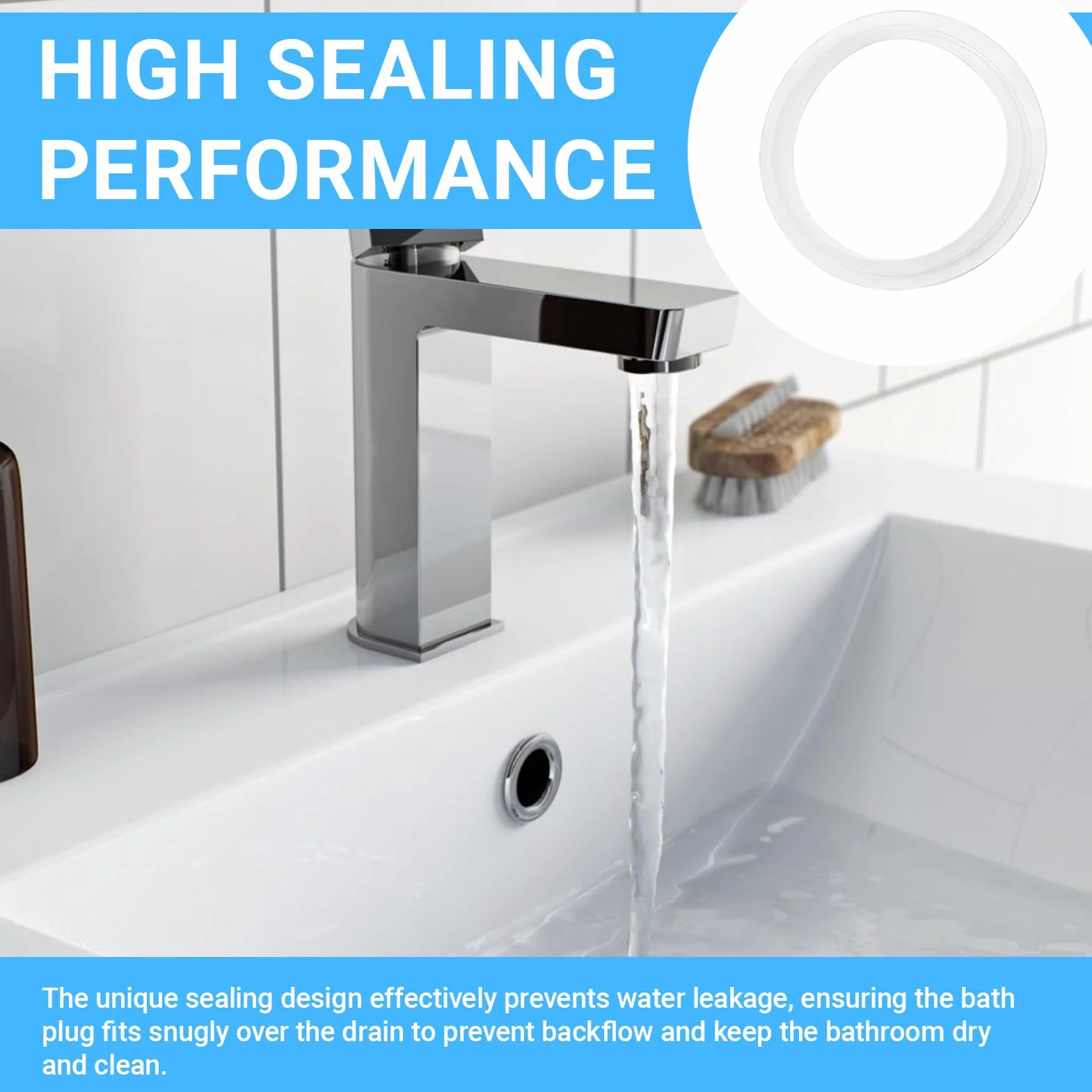 Juntas de Silicona Blancas para Tapón de Lavabo 38mm 32mm 2 Tamaños