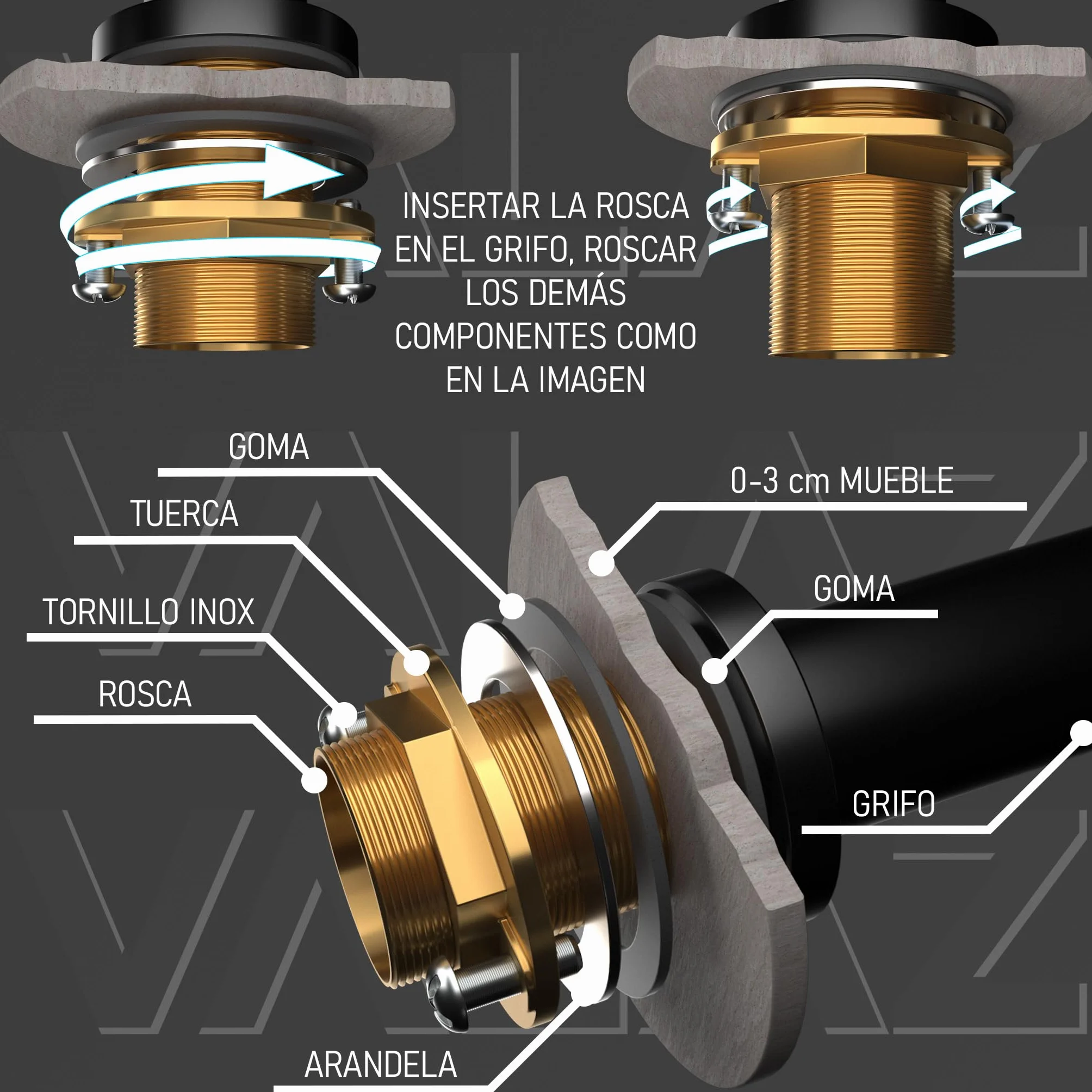 VALAZ Grifo Bidet Cromado Monomando Lavabo Mezclador Agua Fría Caliente Latón Inoxidable Serie Turia