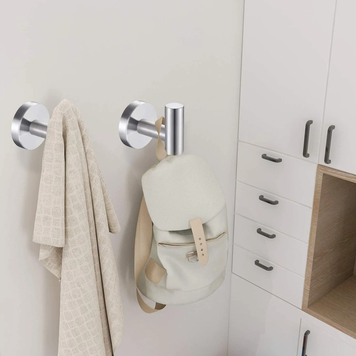 YUET 2 Piezas de Toalla Gancho Colgador Toalleros de Gancho para Baño de Pared de SUS 304 Acero Inoxidable Percha Perchero para Colgar para Sombrero Ropa Abrigo Albornoz Cocina (Plata cepillada)