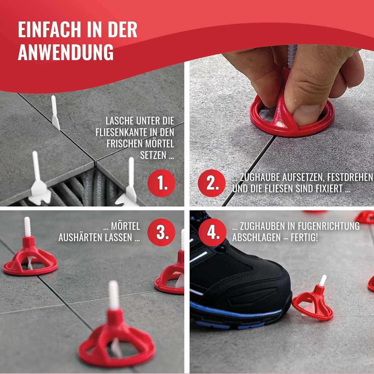 SPINNY Sistema de nivelación 100 bonetes de tracción, ayuda a la colocación, adecuado para las lengüetas SPINNY. - Herramienta para baldosas, ayuda para la colocación