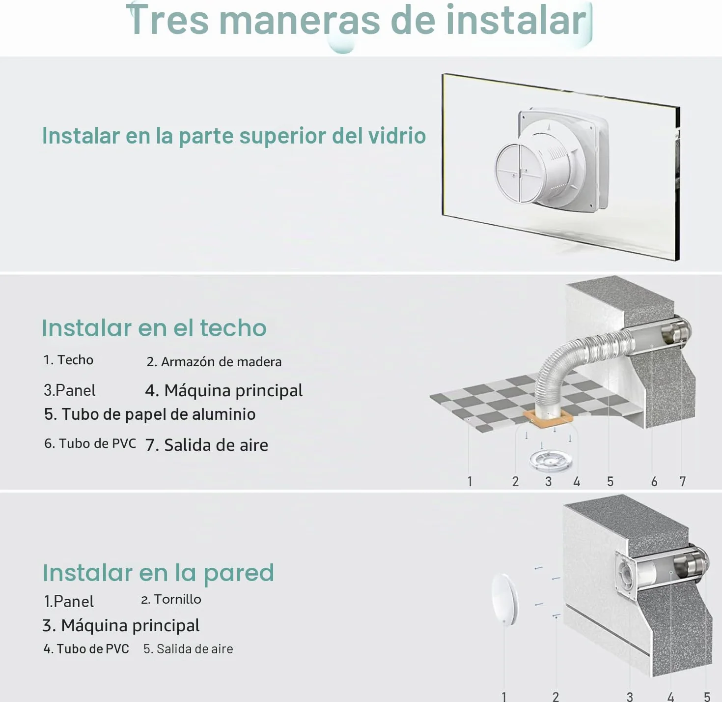 Extractor de Baño Silencioso 34 dB 100mm 95m³/h IPX4