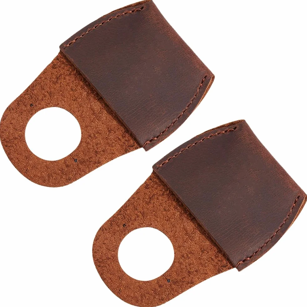 Protector de Pulgar de Cuero Genuino para Tallado de Madera, Protector de Dedos de Piel de Vaca, Accesorio Negro y Marrón