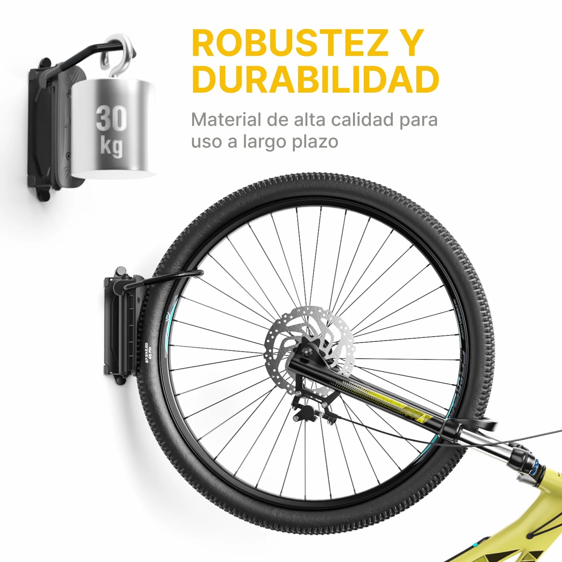 monTEK Soporte Bicicleta Pared Giratorio, Colgador Bicicleta para Garaje, Soporte Vertical para Bicicletas MTB y Carretera, Ahorra Espacio