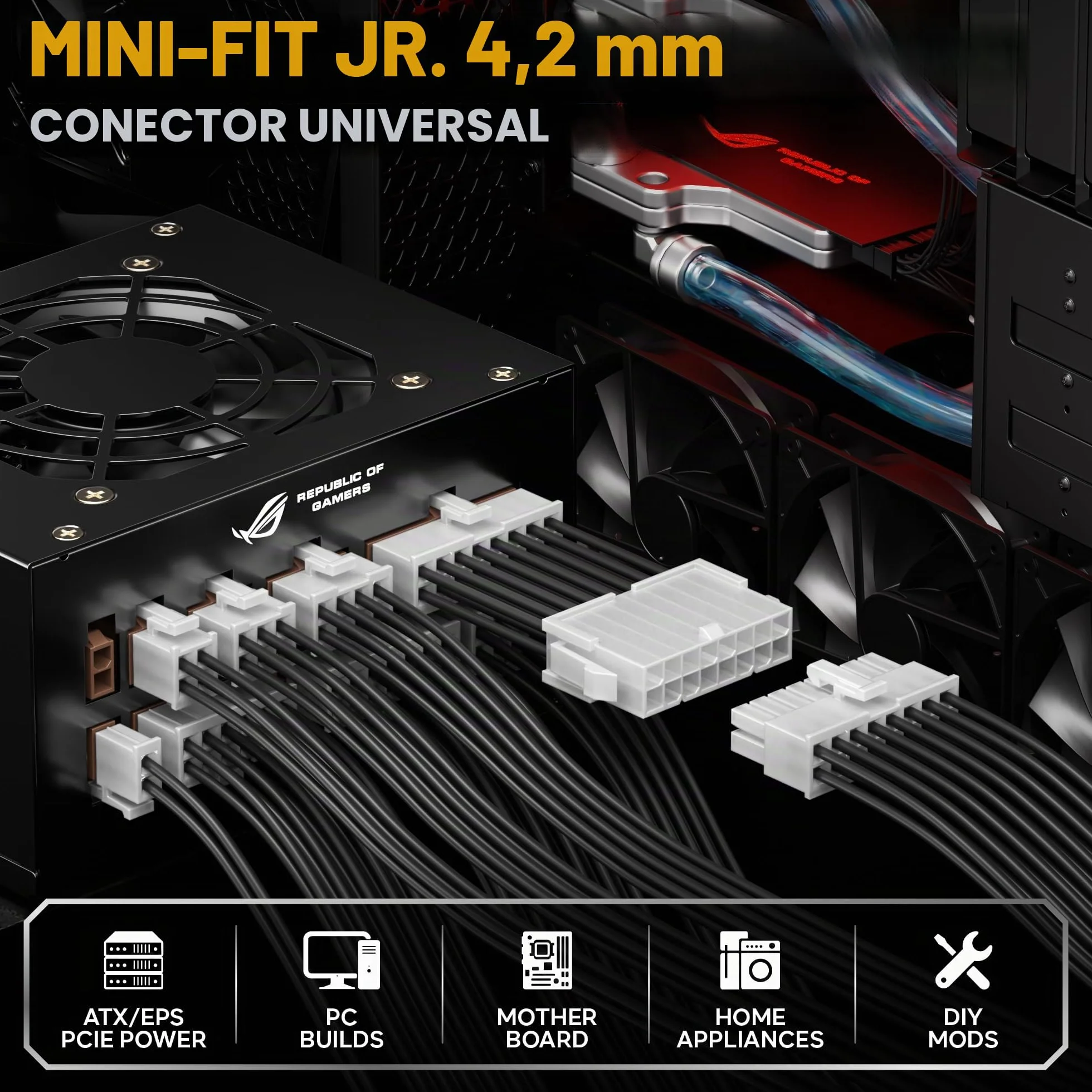 DxCRIMP Kit de Alicates de Terminales Mini-Fit Jr 4,2 mm — Set de Crimpado; Carcasas y Terminales 2–20 pines(26–16 AWG/0,14–1,5 mm²) con Crimpadora de Carraca y Extractor; ATX/EPS/PCIe, fuente modular