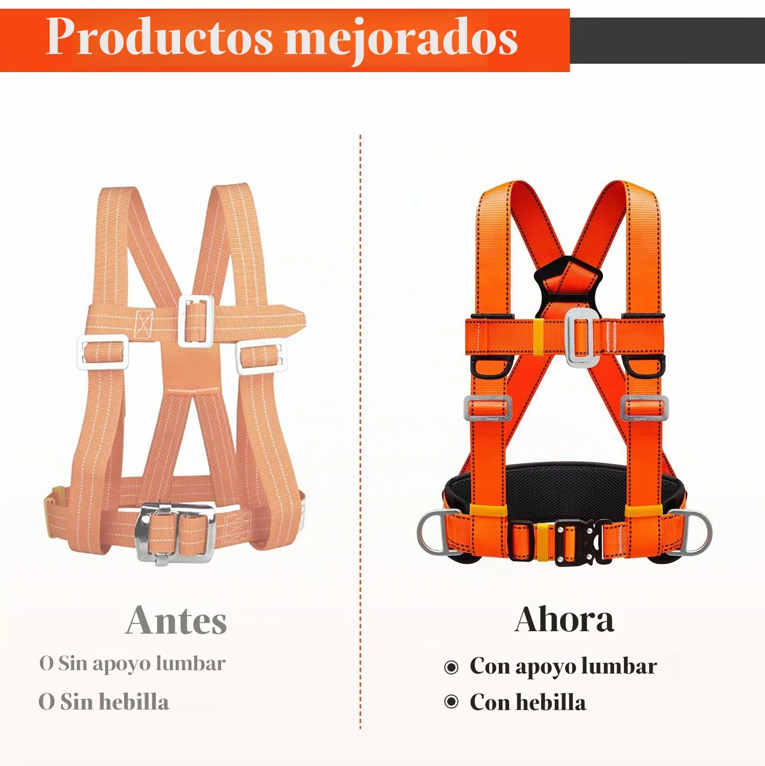 Kit de Arnés de Seguridad Anticaídas, 100 kg, Soporte Vientre Engrosado, Hebilla Grande 1,6 m