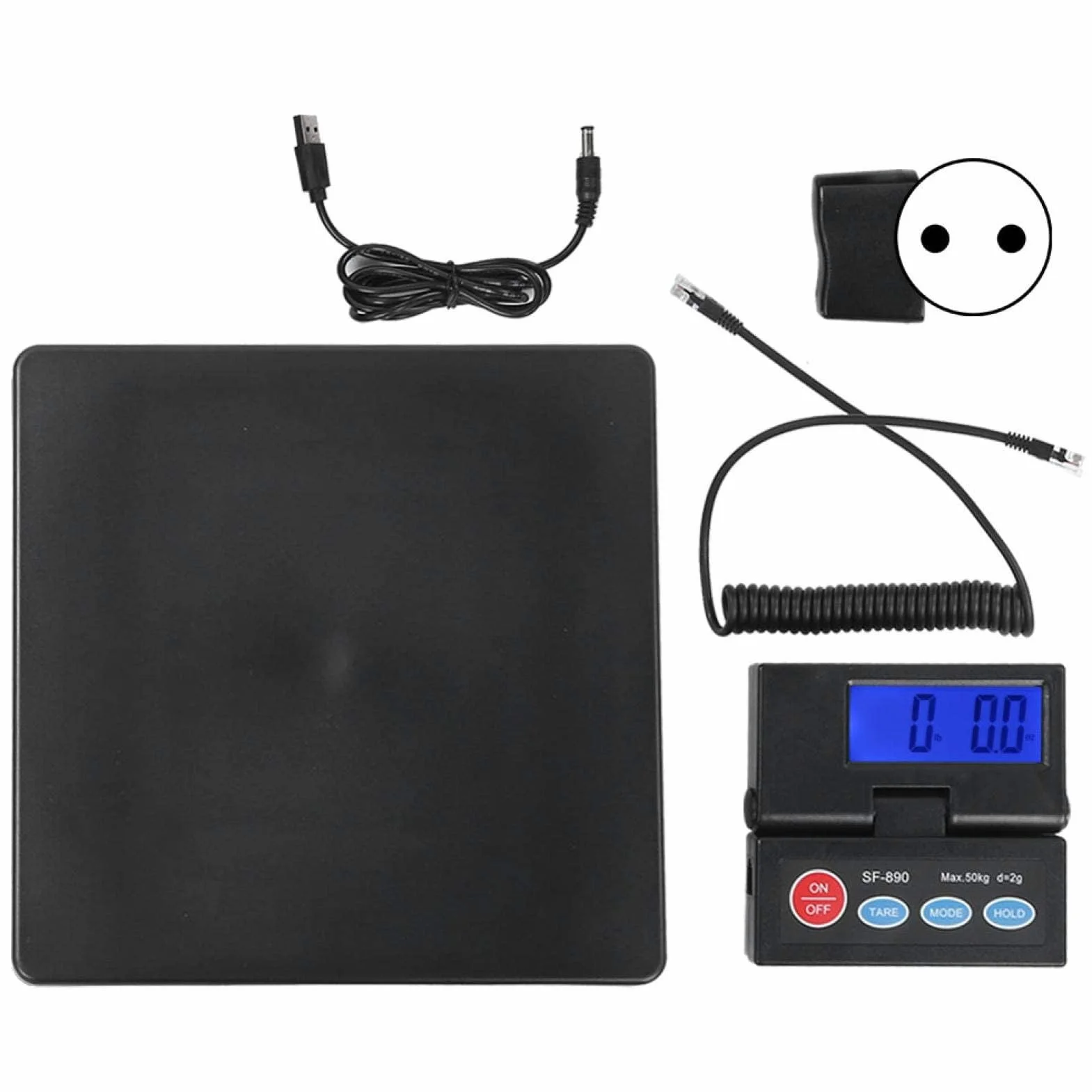 Báscula digital para envíos postales 50 kg/2 g, balanza grande con pantalla LCD, apagado automático