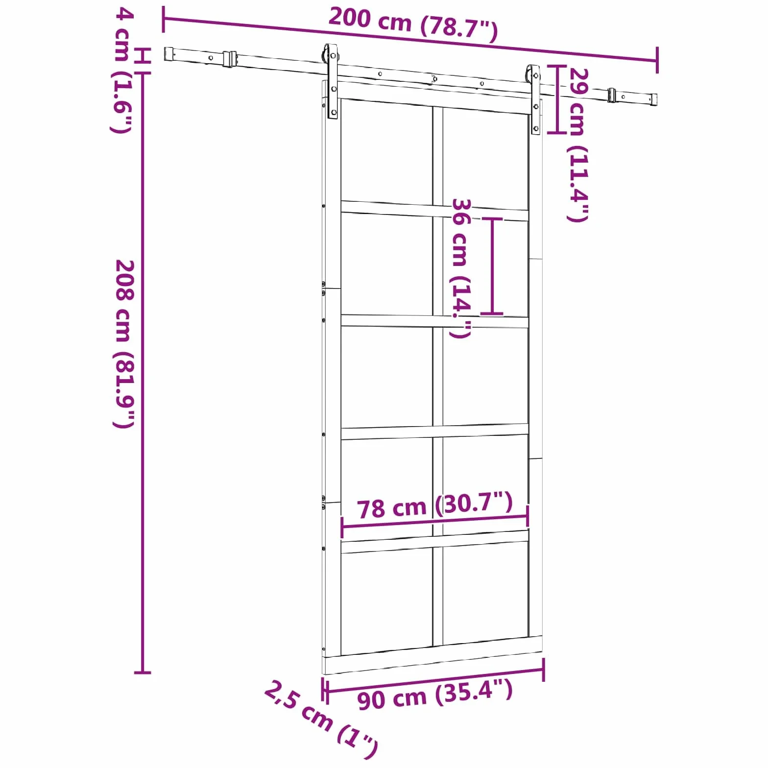 vidaXL Puerta Corredera Natural 90 x 208 cm Madera de Pino Maciza, Sala, Puerta Deslizante Rectangular, Tabique Moderno de Pino, Separador Elegante, Decoración sofisticada para el hogar