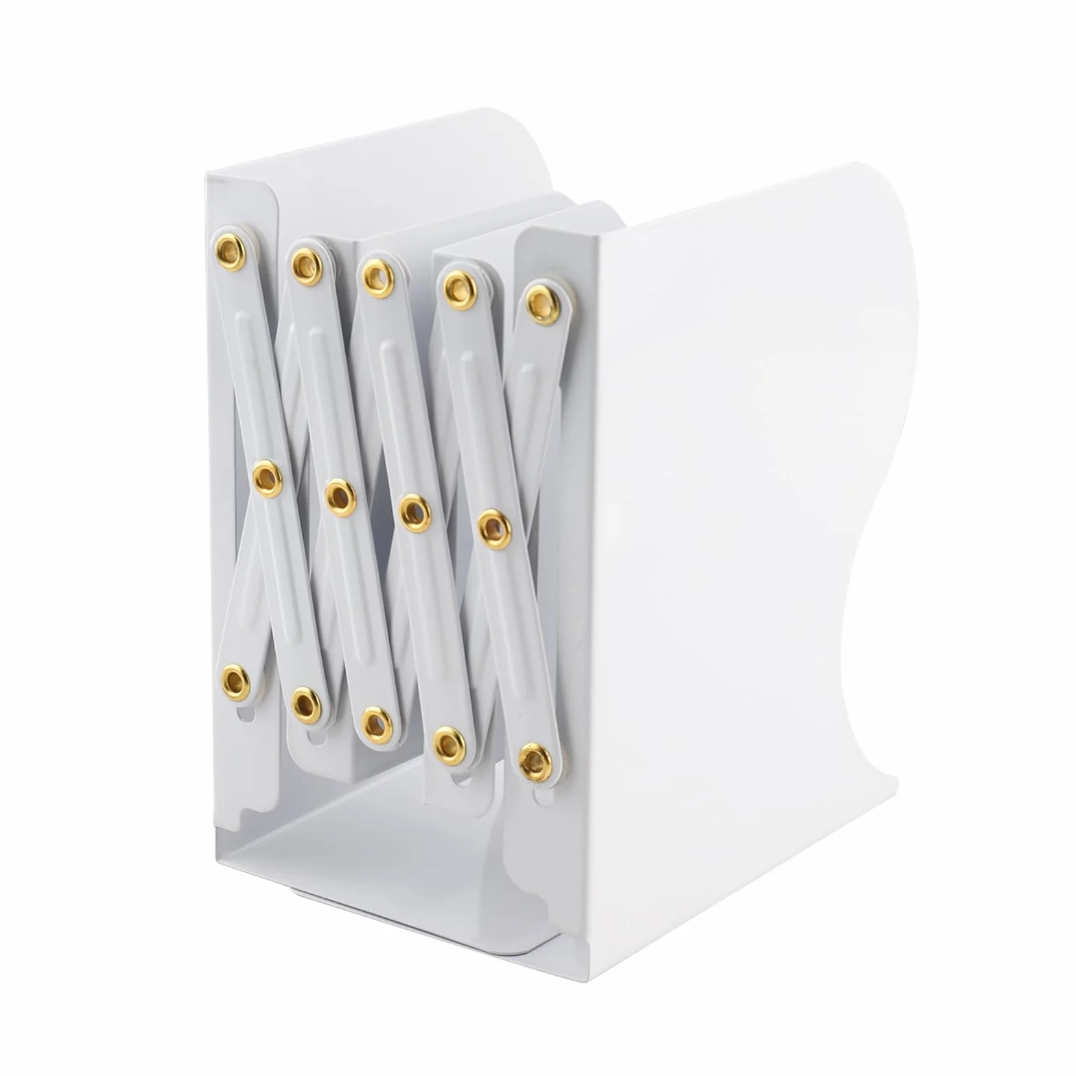 Sujeta Libros Estantería Telescópico de Metal Organizador de Escritorio Extensible Blanco