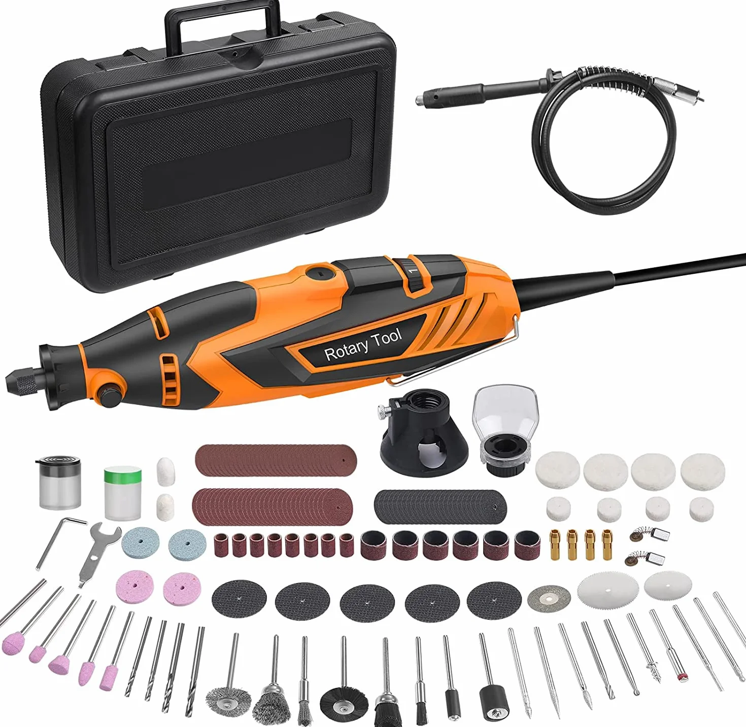 Juego de Mini Amoladora y Mini Taladros Electricos 212PCS, 6 Velocidades Ajustable, 8000-35000RPM - Tiene Las Funciones de Cortar, Grabar, Perforar, Esmerilar, Pulir