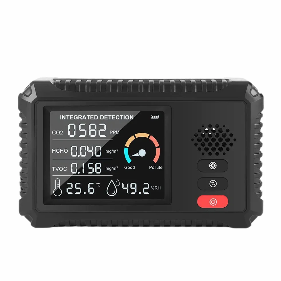 RANRAO Monitor de calidad del aire, monitor de dióxido de carbono , HCHO TVOC PM2.5 PM10 Detector de dióxido de carbono Tester