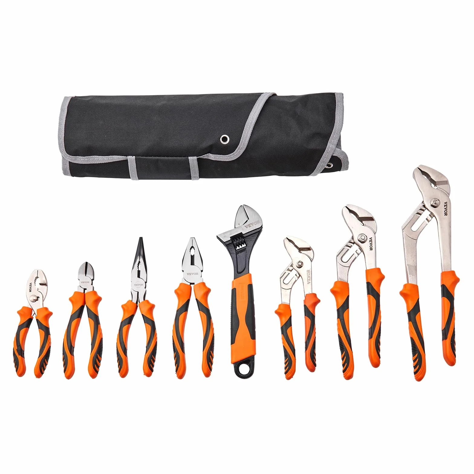 VEVOR 8 PCS Juego de Alicates para Juntas Ranuradas 12"/10"/8"/6" con Alicates de Juntas Deslizantes Alicates de Cuello Largo Alicates de Corte Diagonal Alicates de Ajuste de Líneas Llaves Mecánicas