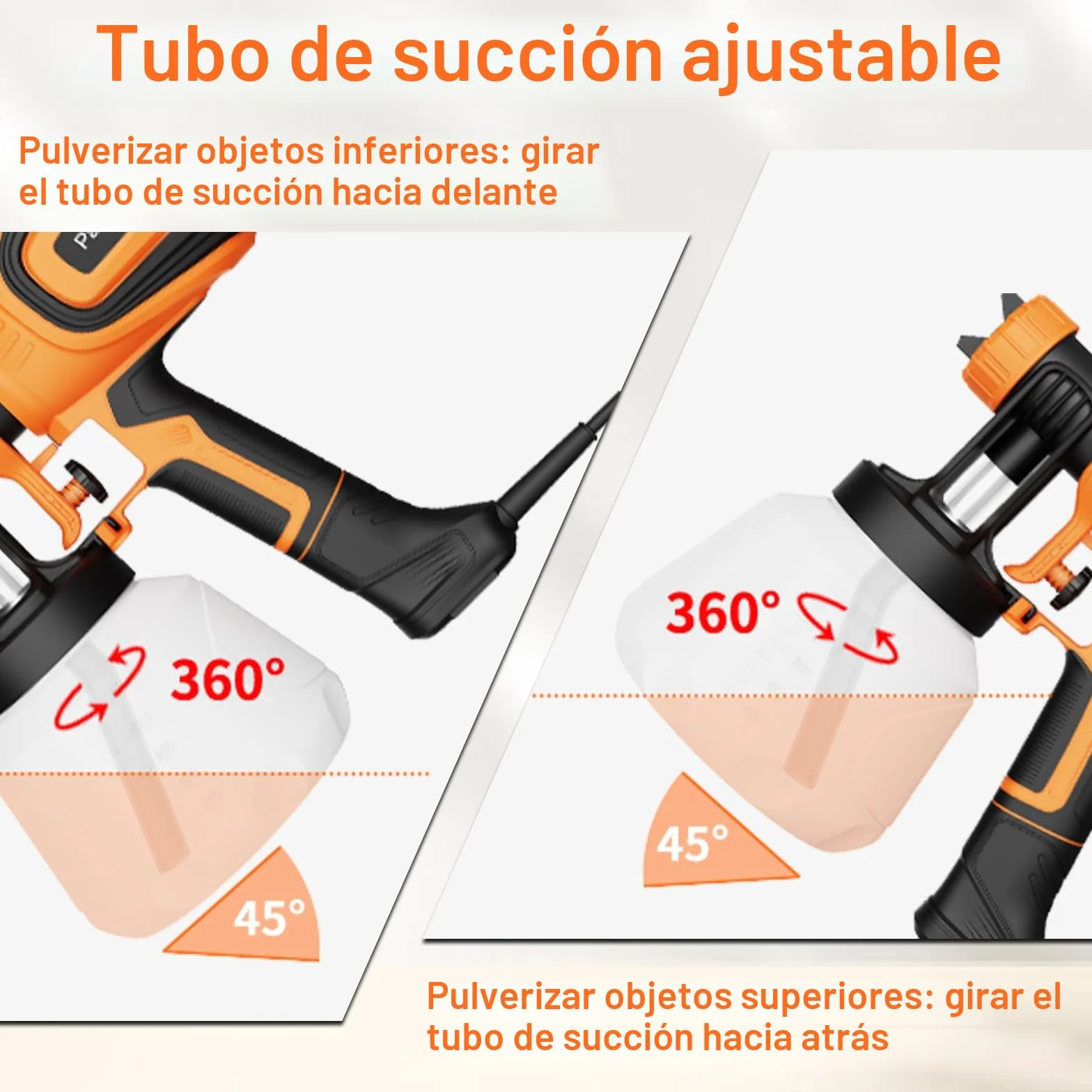 Pulverizador de Pintura HVLP 700 W, Pulverizador Eléctrico con DepóSito de 1200 ML, Flujo de 1000 Ml/Min, 4 Boquillas y 3 Patrones de Pulverización, Incluye Boquillas de Limpieza y Soplado de Polvo