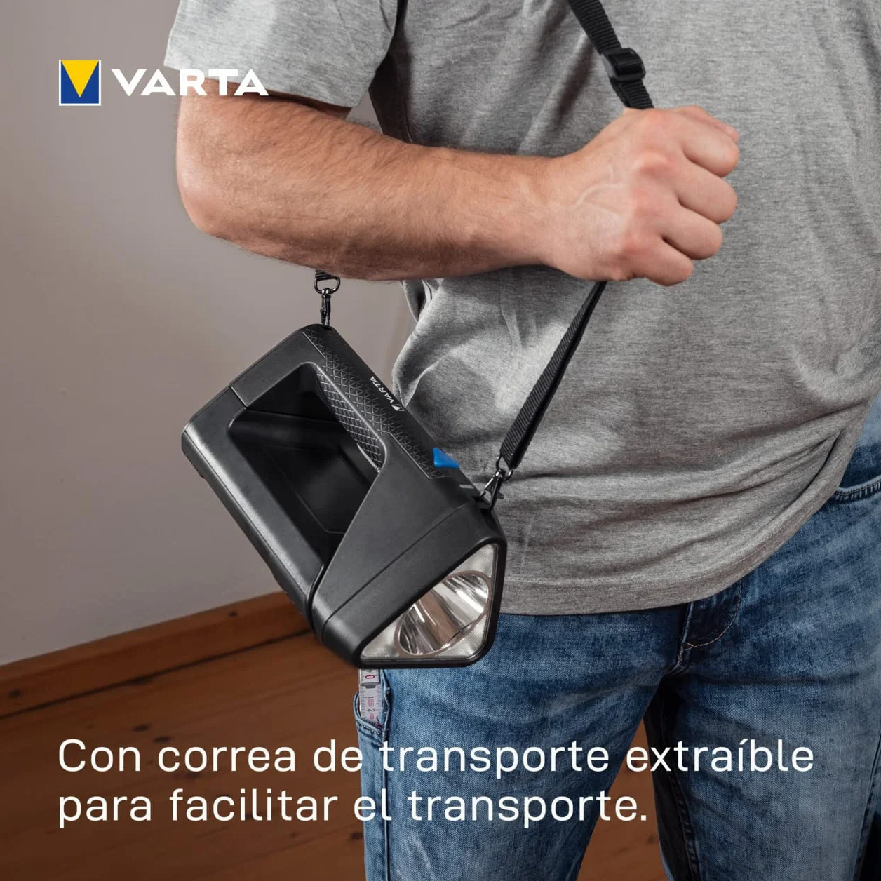 Varta 18684101401 Lámpara de Mano Flexible, 3600 W, Negro, Talla Única | Lámpara de trabajo con 3 modos de luz, 550 lúmenes, IPX4, micro USB, foco para iluminación específica