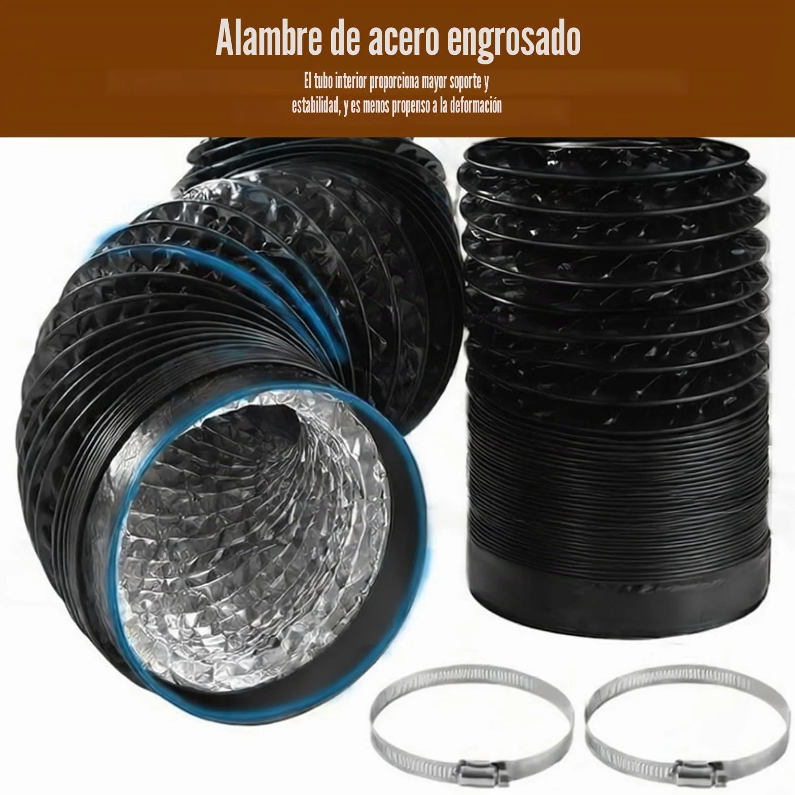 Tubo Aire Acondicionado Portatil, Flexible Manguera Ventilación 150 mm, 300 cm Manguera Escape Aluminio, PVC Conductos Ventilación para Extractores, Climatizadores, Secadoras, Campanas, Negro