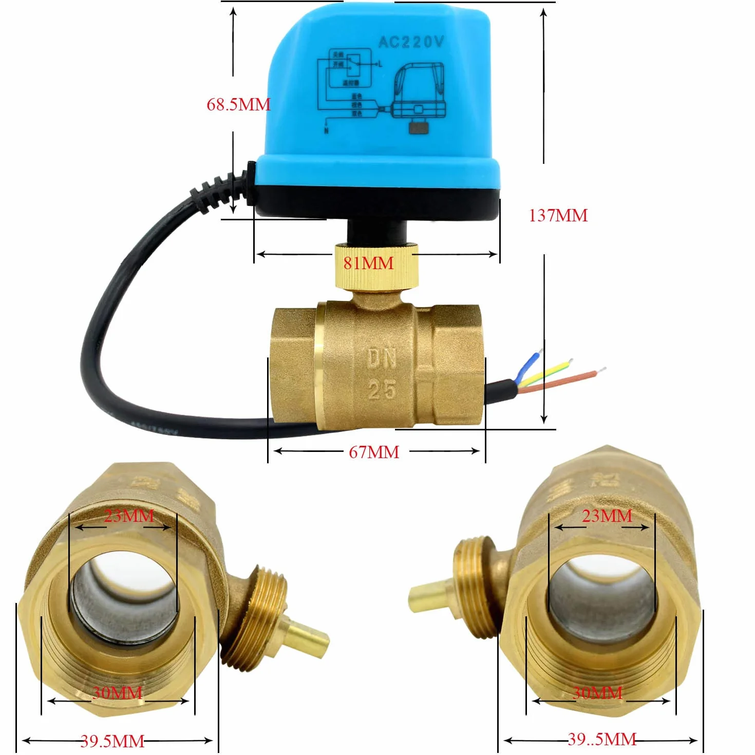 DC 24V Valvula motorizada 24 v electrovalvula 24v 2 vias 1/2 3/4 1 1-1/4 1-1/2 2 pulgada (DN25 (1"))