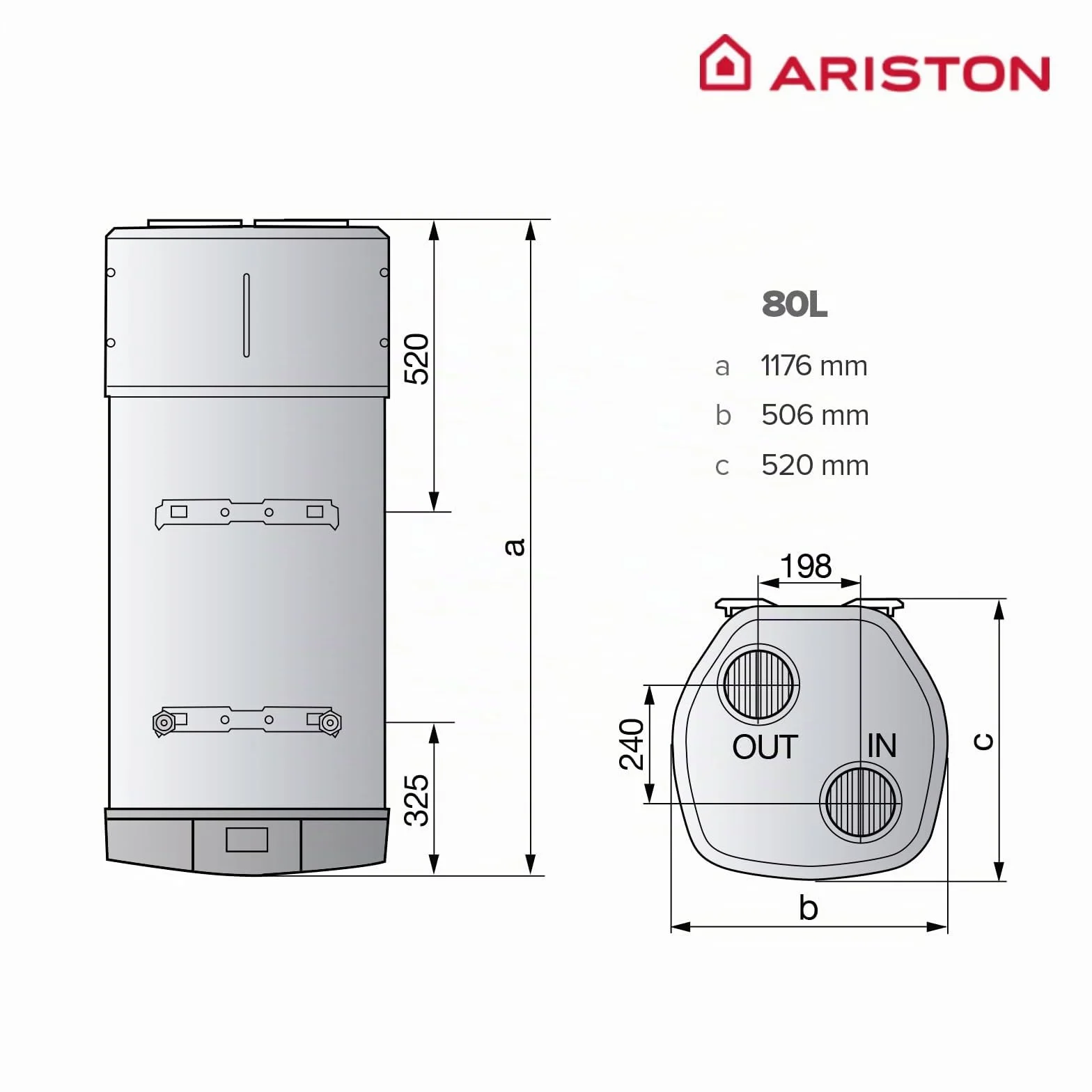 Ariston Nuos Plus S2 Wifi - Termo 80 Litros con Bomba de Calor, Calentador de Agua Bajo Consumo, Control con App, Compatible con Alexa, Clase A+ (A+/F) - Servicio Post-Venta solo Disponible en España